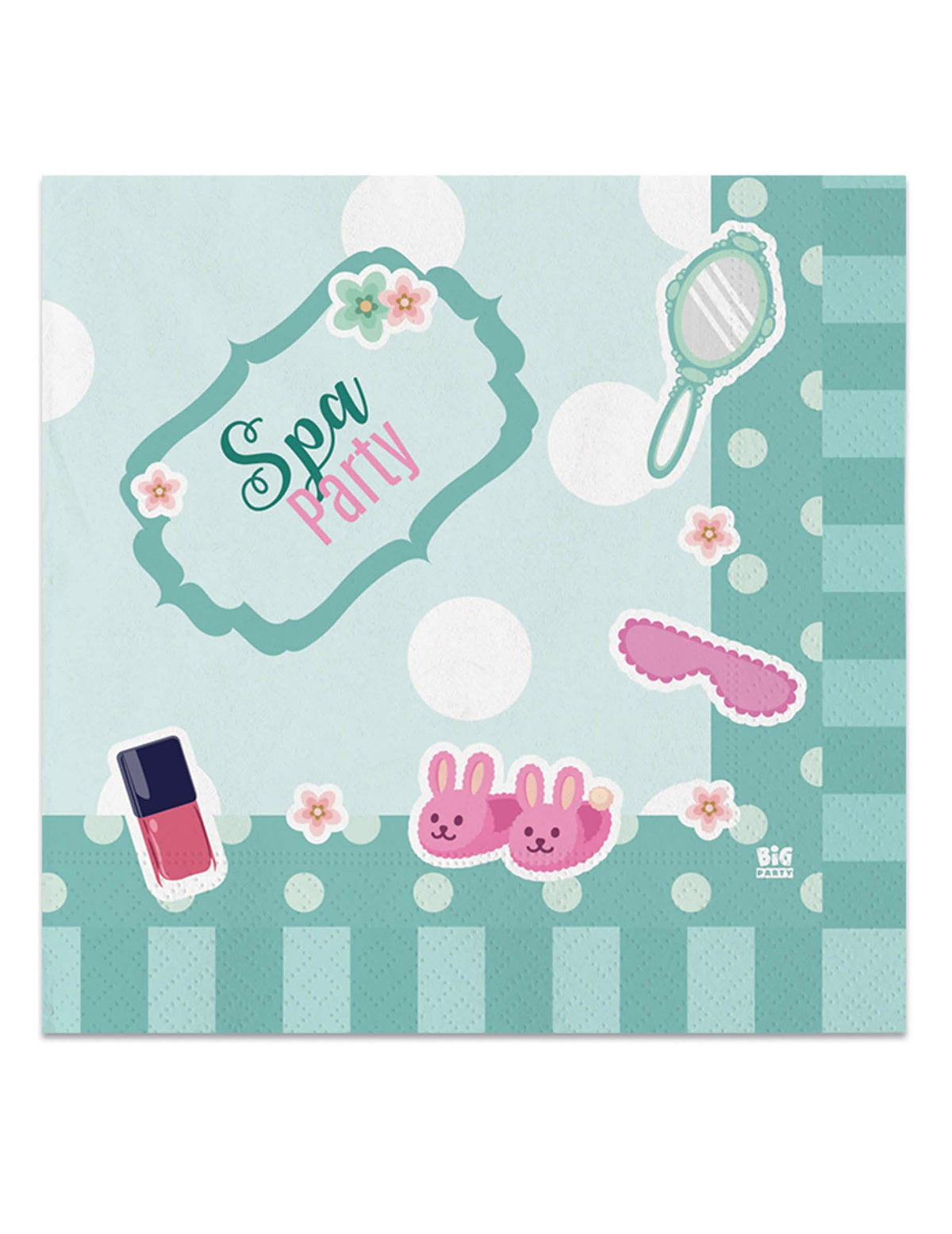 șervețele de hârtie Spa Party pentru copil mentă cu motive papuci și oglindă