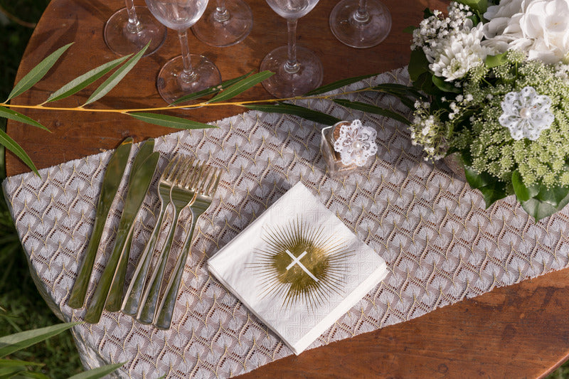 20 de prosoape de hârtie de ceremonie aurită 12,5 x 12,5 cm