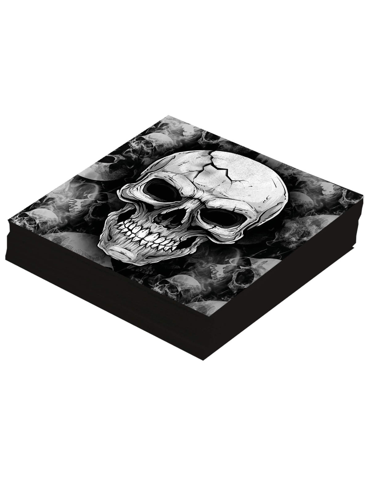 Vue en perspective de la pile de serviettes tête de mort