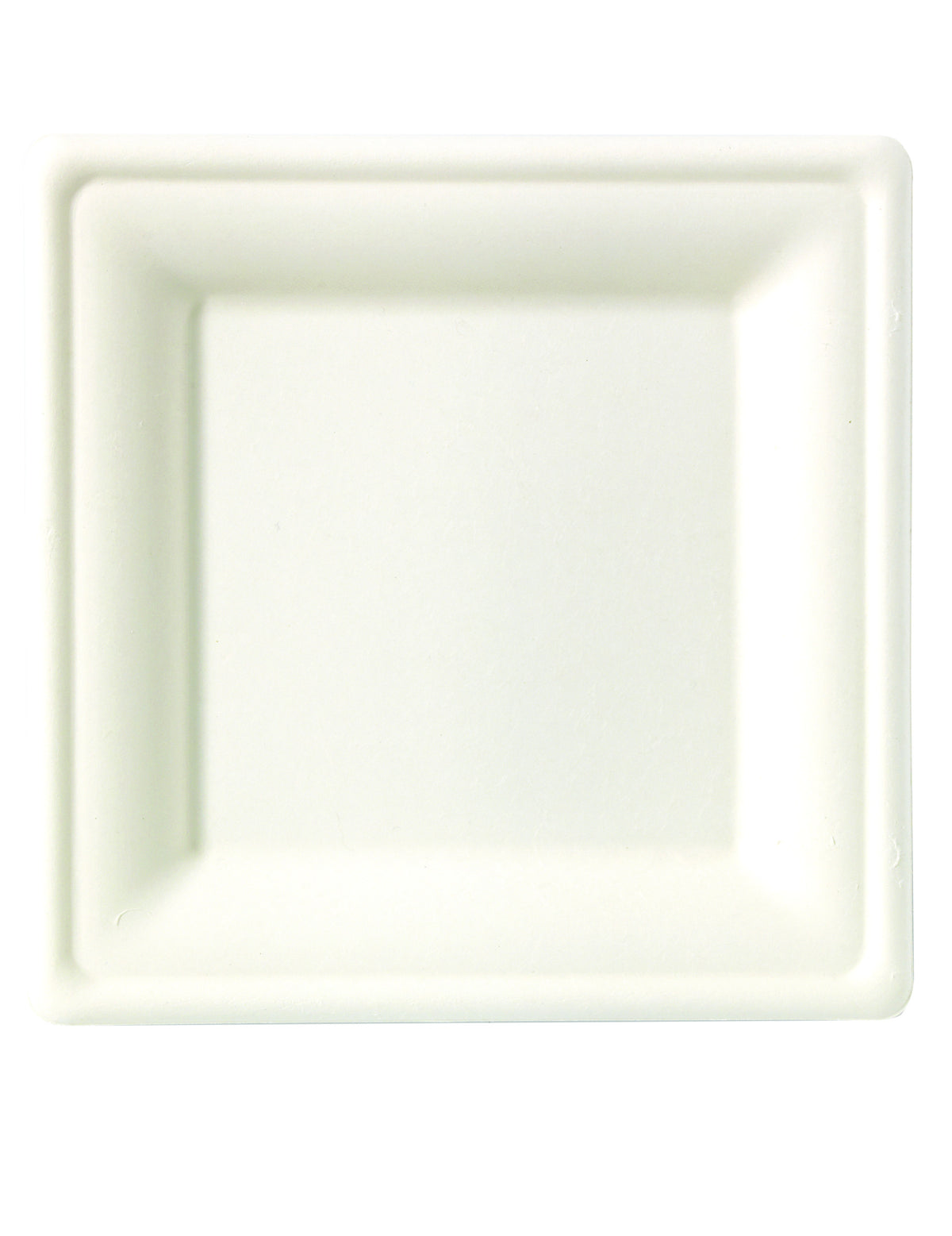 Assiettes carrées en fibre de canne compostables blanches