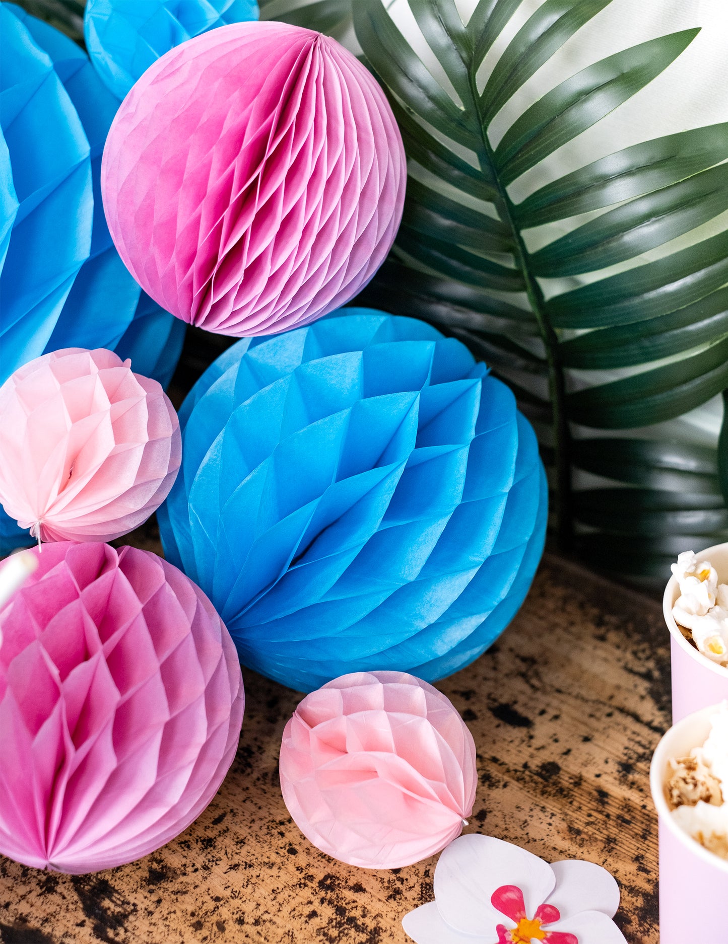 3 bile din hârtie fagure turcoaz 15, 20 și 25 cm de agățat