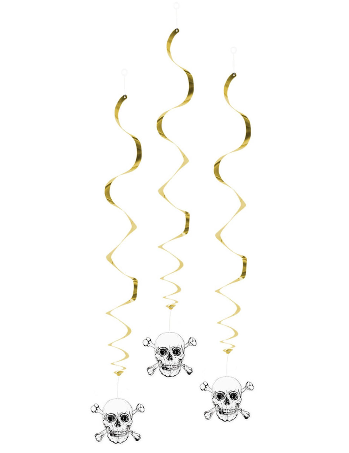 Decorațiuni de agățat Pirate Jolly Roger pentru petrecere, aurii, cu spirale și cranii