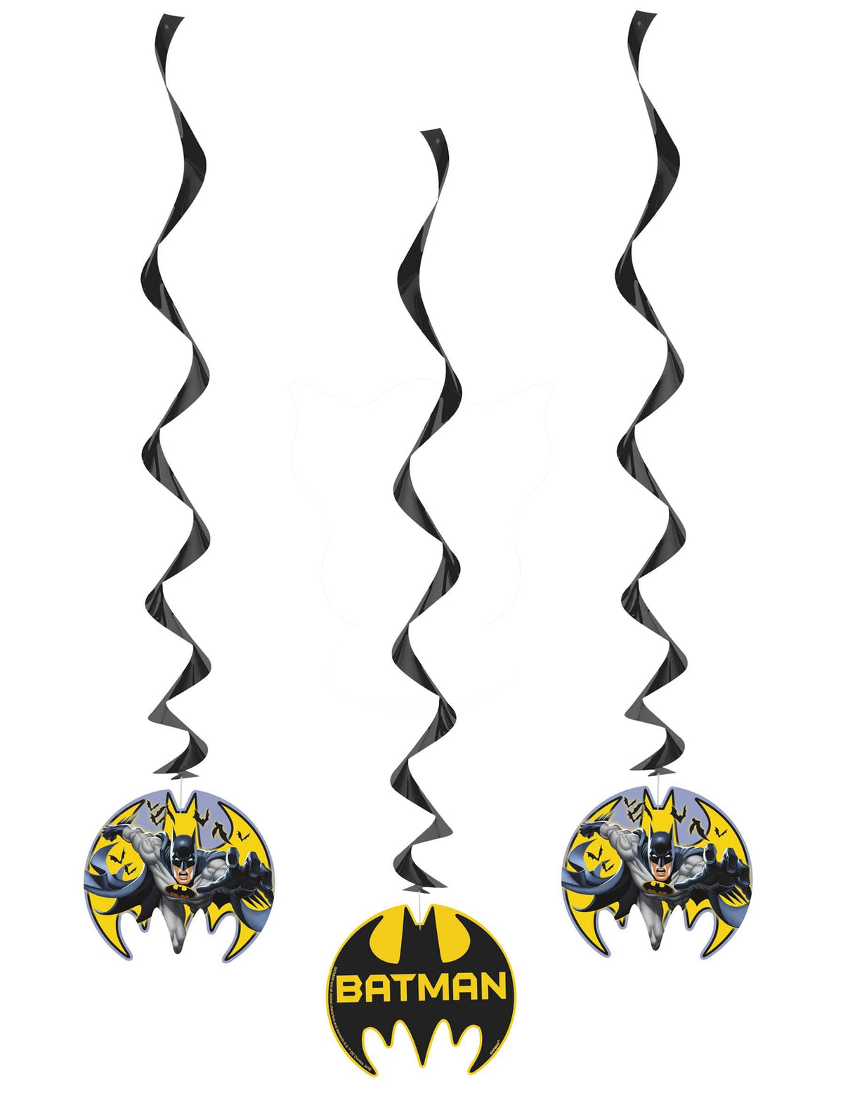 Decorațiuni spiralate de agățat Batman negre și galbene cu medaloane