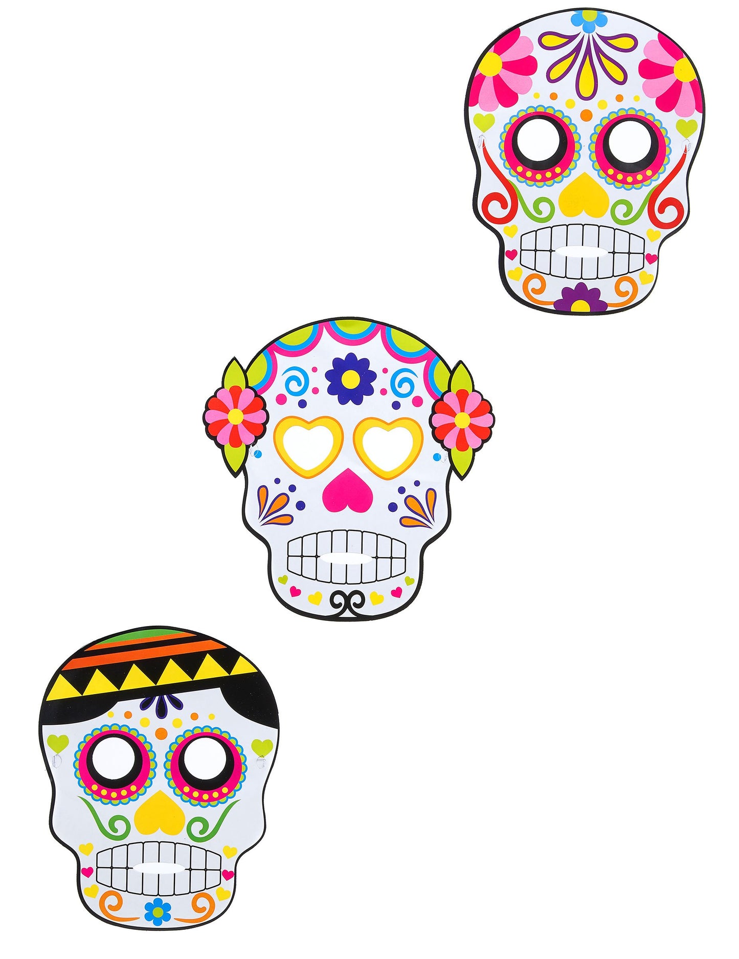 3 măști în cartoane potrivite Dia de los Muertos Adult Halloween