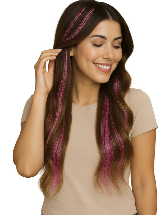 Mise en situation des mèches de cheveux brillantes pour femme