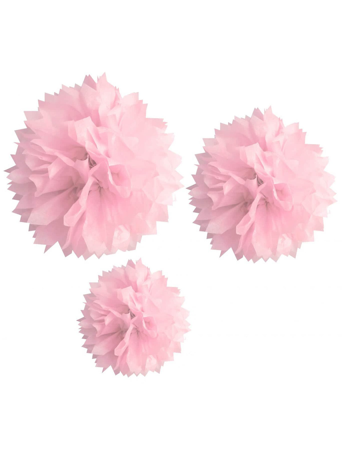 Pampoane din hârtie pentru decor roz set de 3