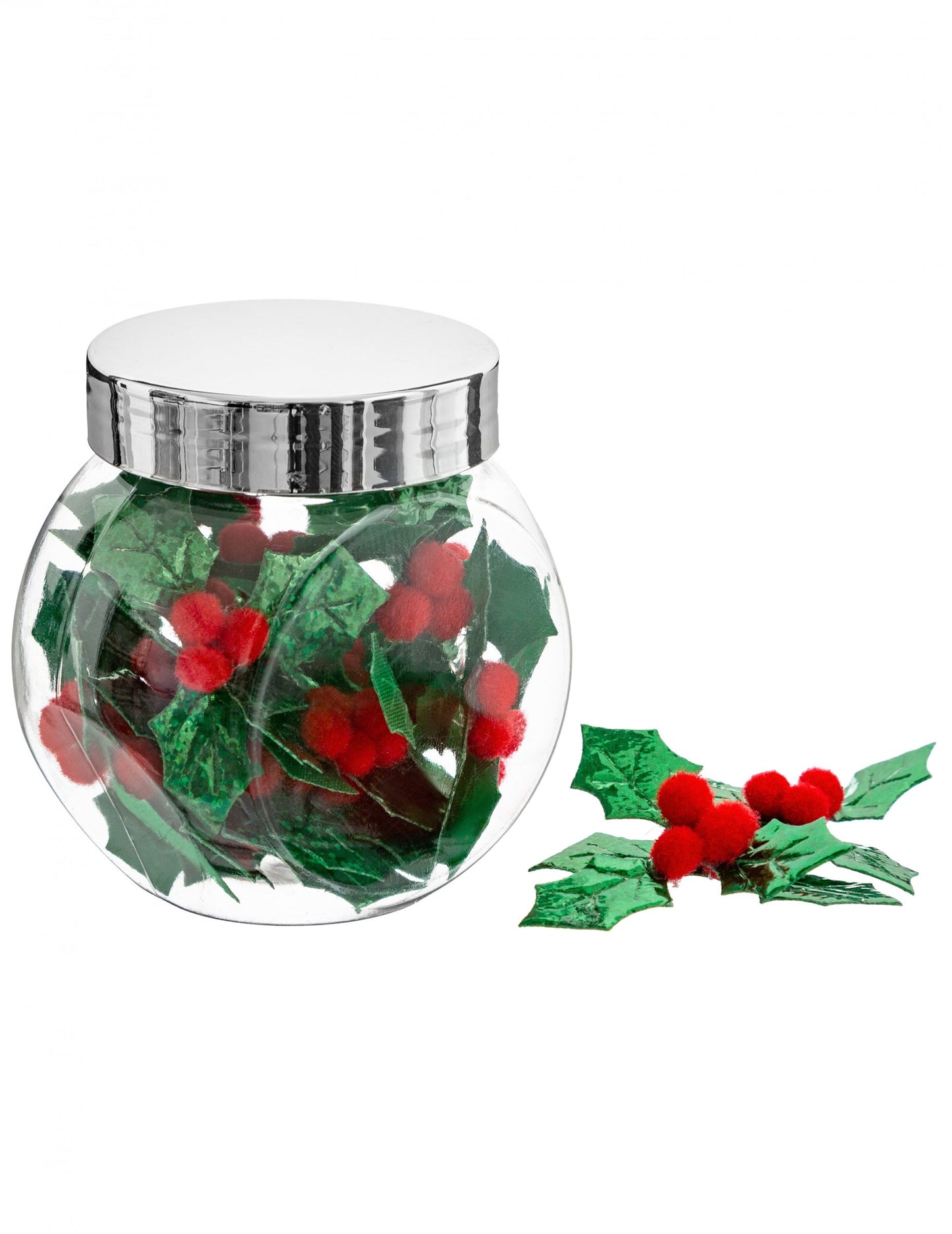 30 decorațiuni mici cu frunze de ilex și fructe de pădure roșii, 4 x 5 cm