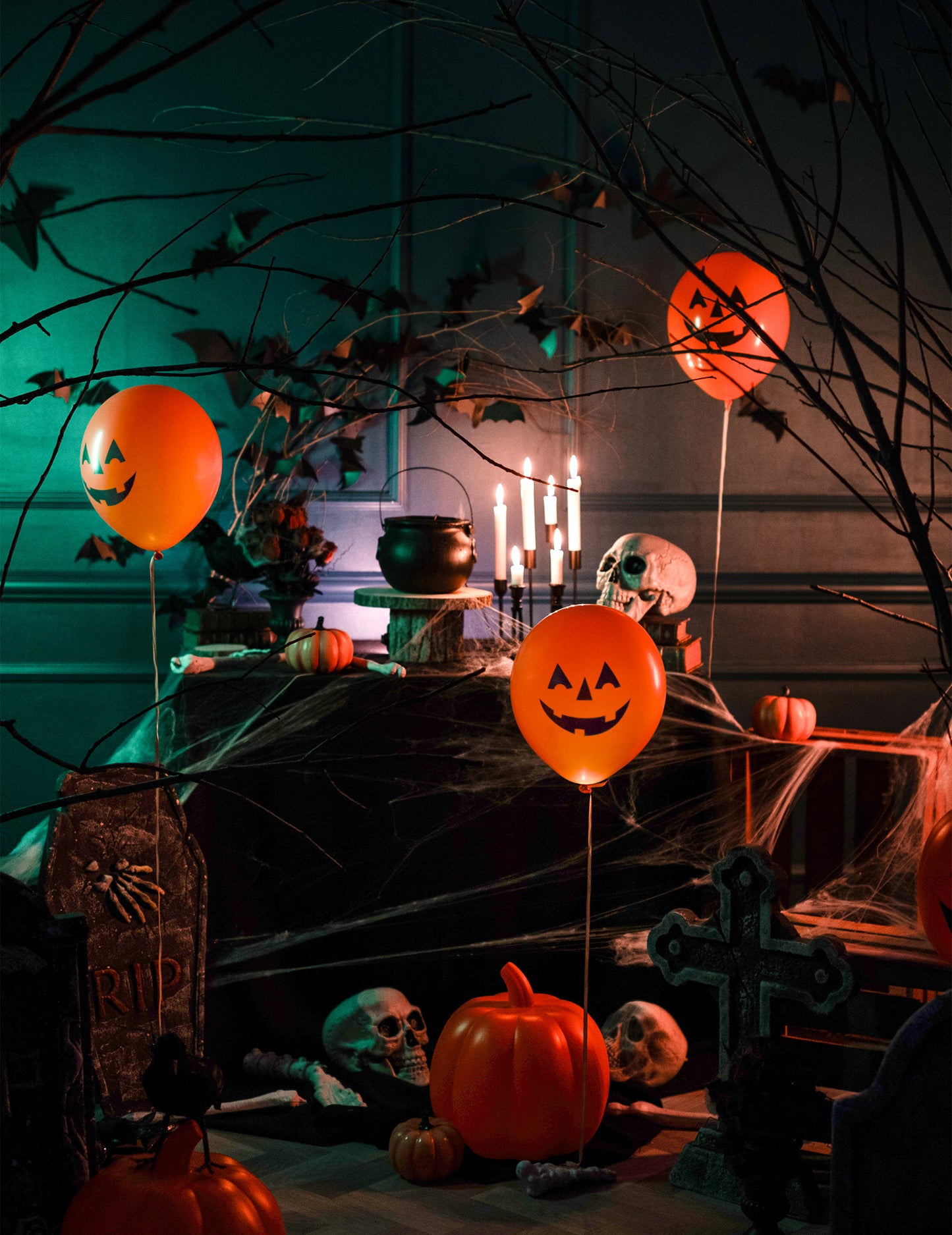 4 baloane LED de dovleac de Halloween 27,5 cm