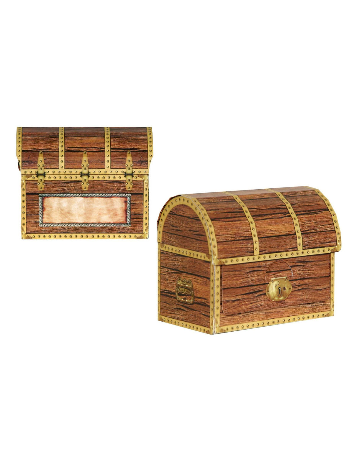Cutii de comori din carton, cu aspect de lemn, maro și auriu, pirate, de asamblat