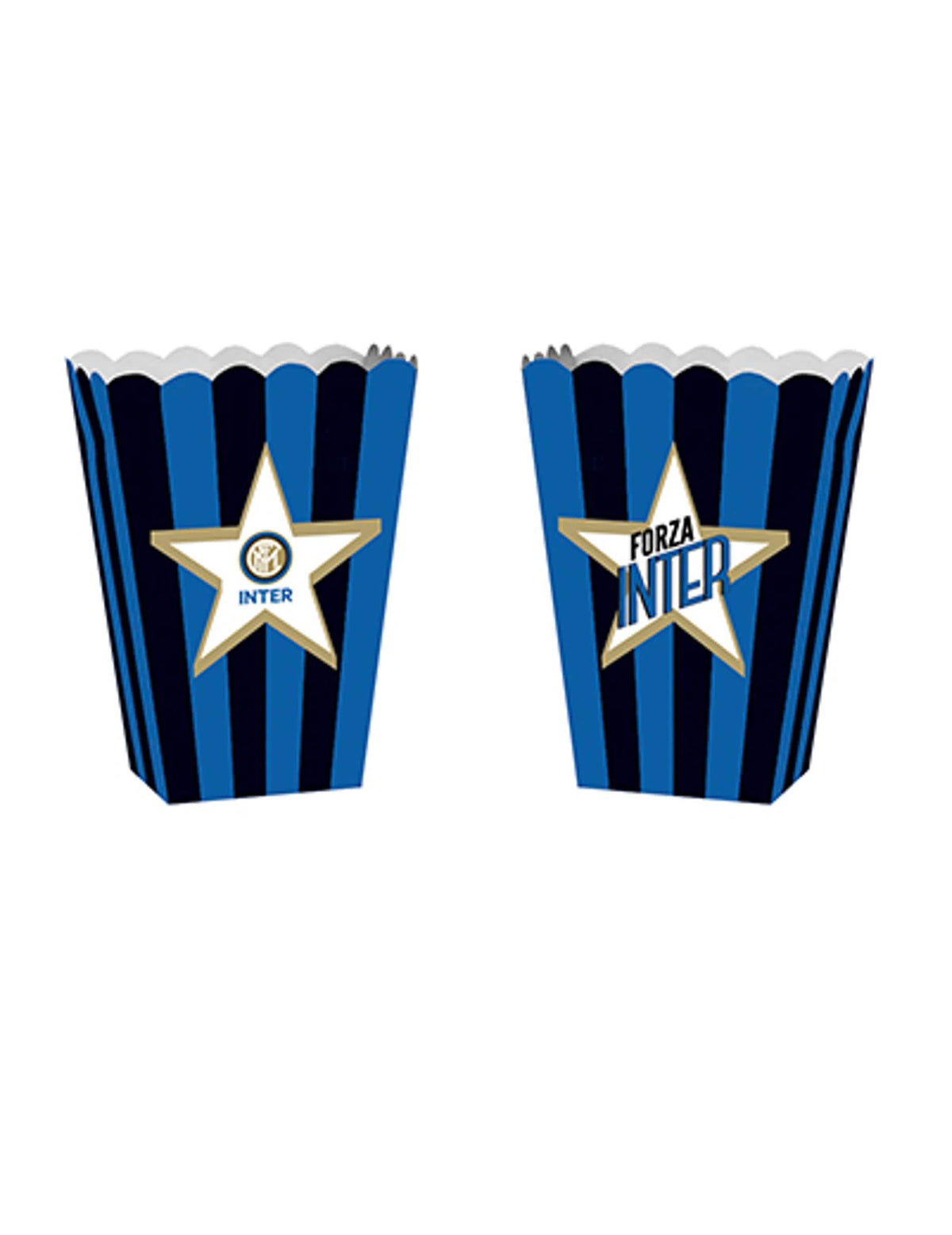 Cutii de popcorn din carton inter milano albastru și negru cu dungi cu motiv stea