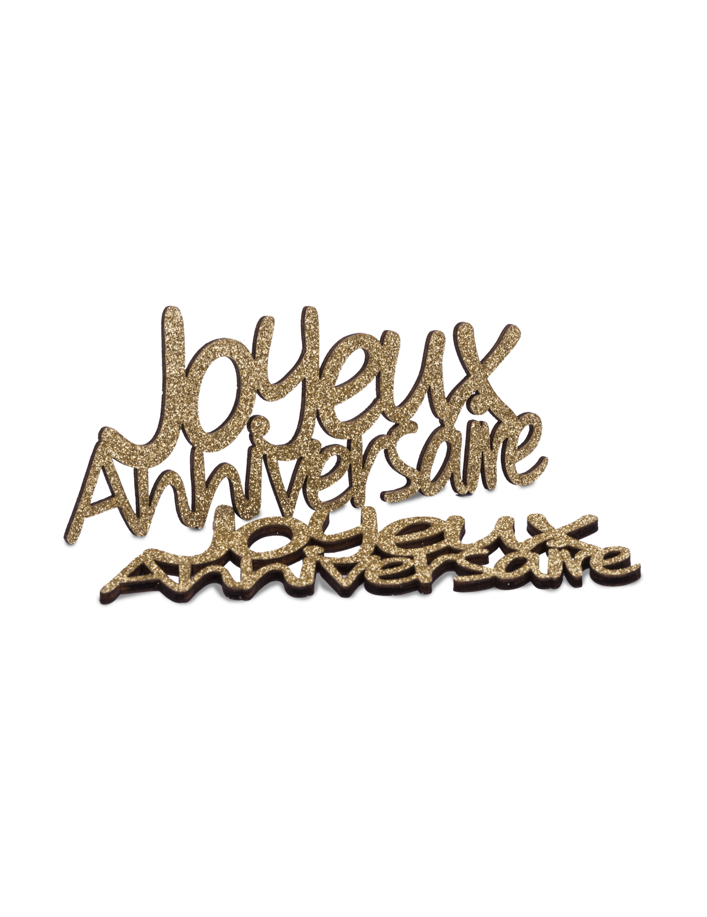 4 decorațiuni de petrecere din lemn cu strălucire aurie și mesaj „La mulți ani”