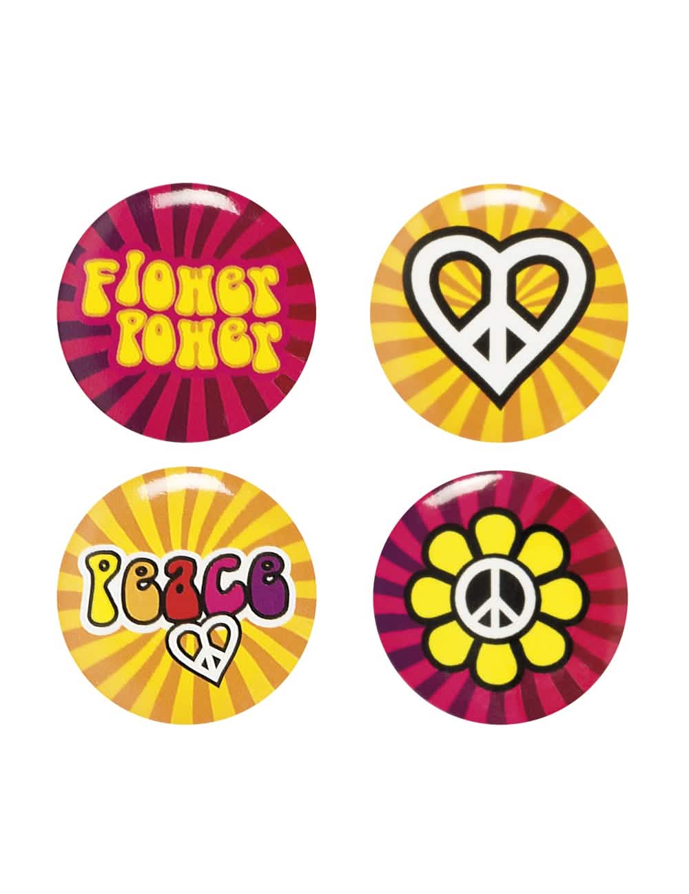 Set de 4 ace Hippie Flower Power pentru adult multicolore