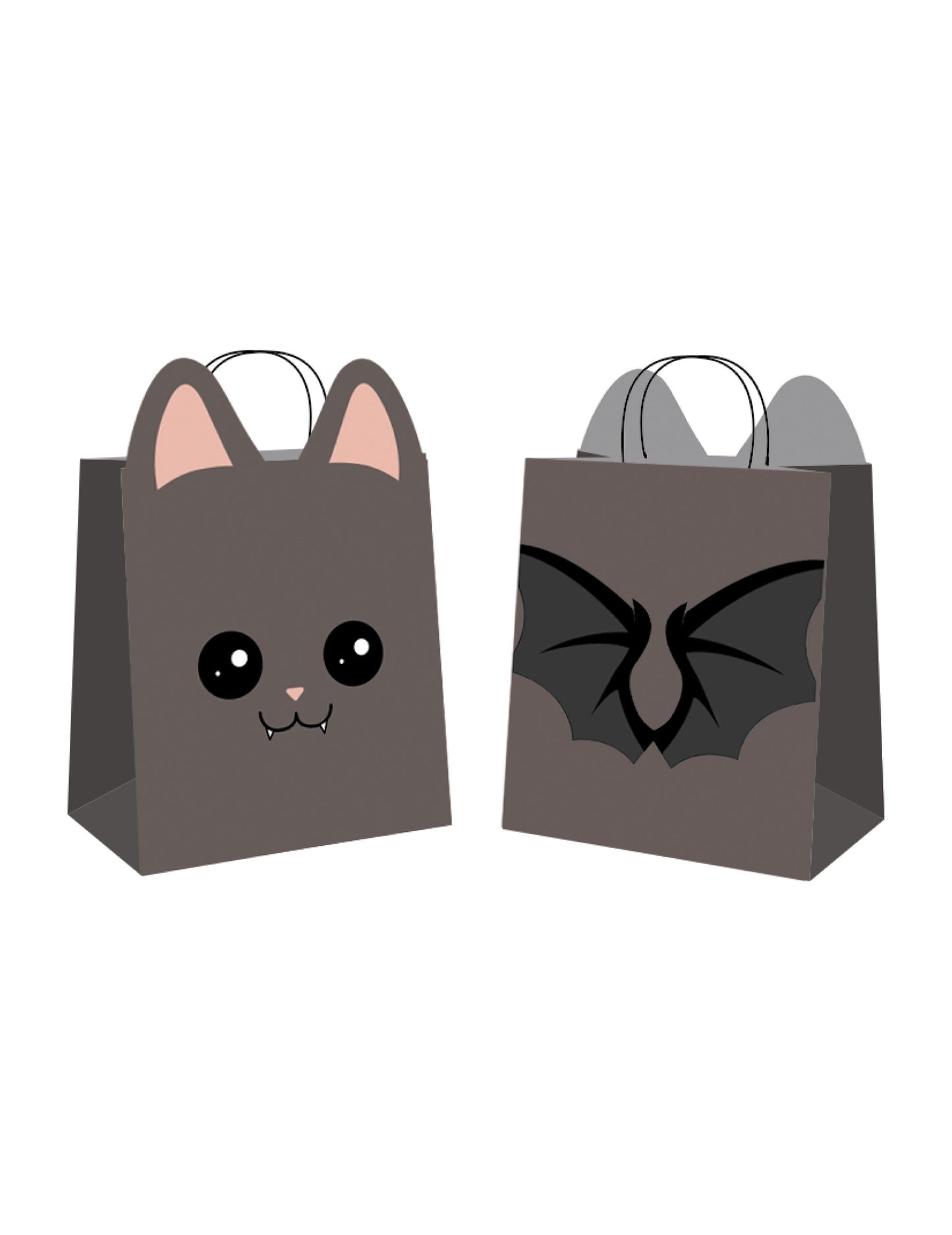 4 pungi de hârtie negre cu lilieci 19 x 22 cm pentru bomboane