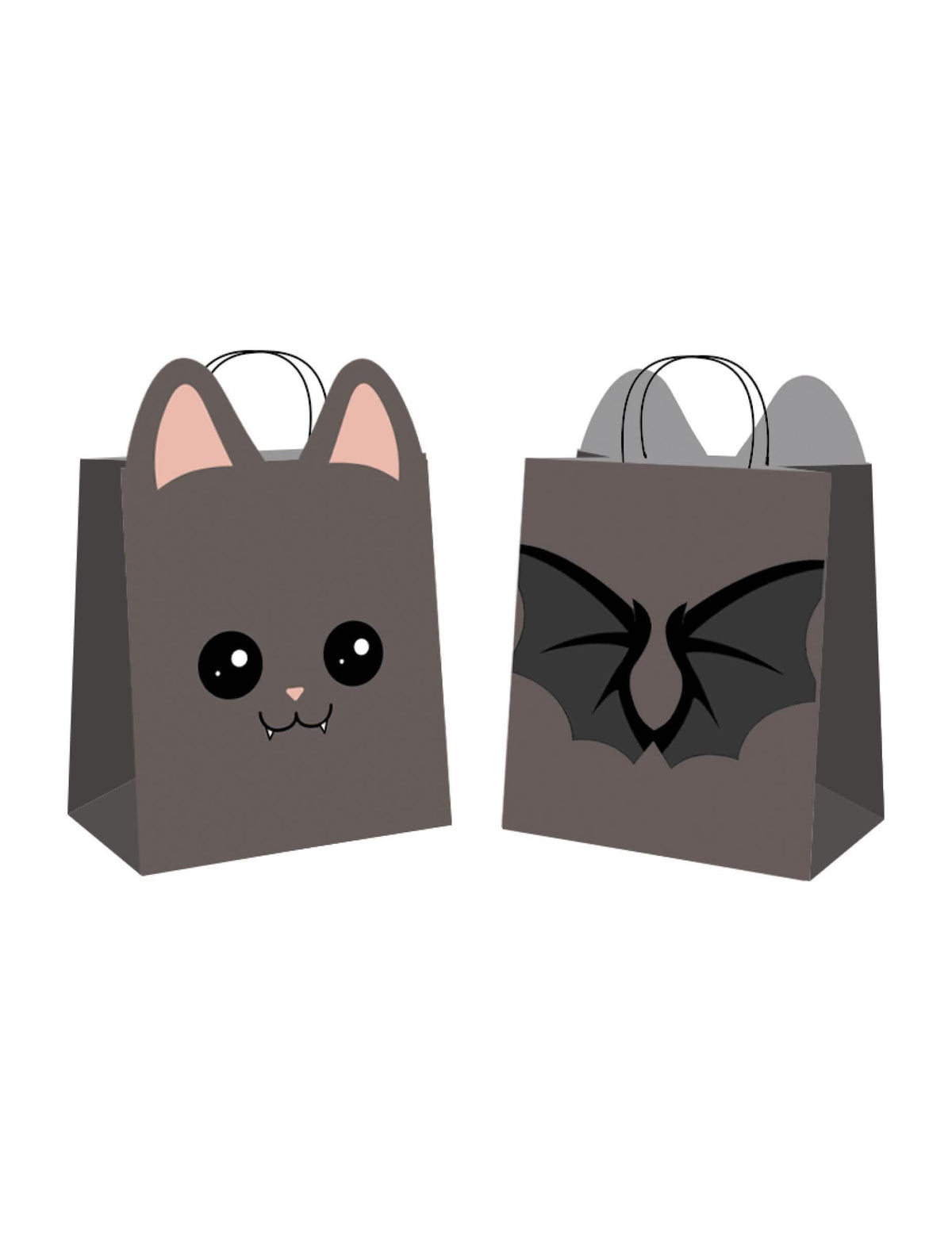 Sacs en papier chauve-souris pour bonbons noires avec oreilles et ailes