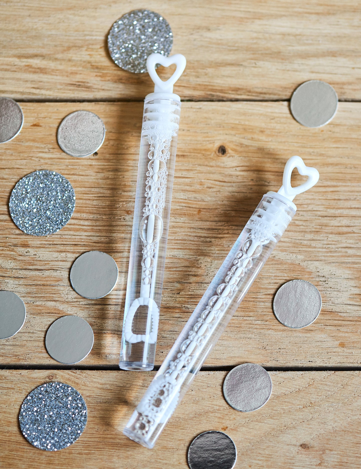 48 de bule cu bule în formă de inimă nunta albă