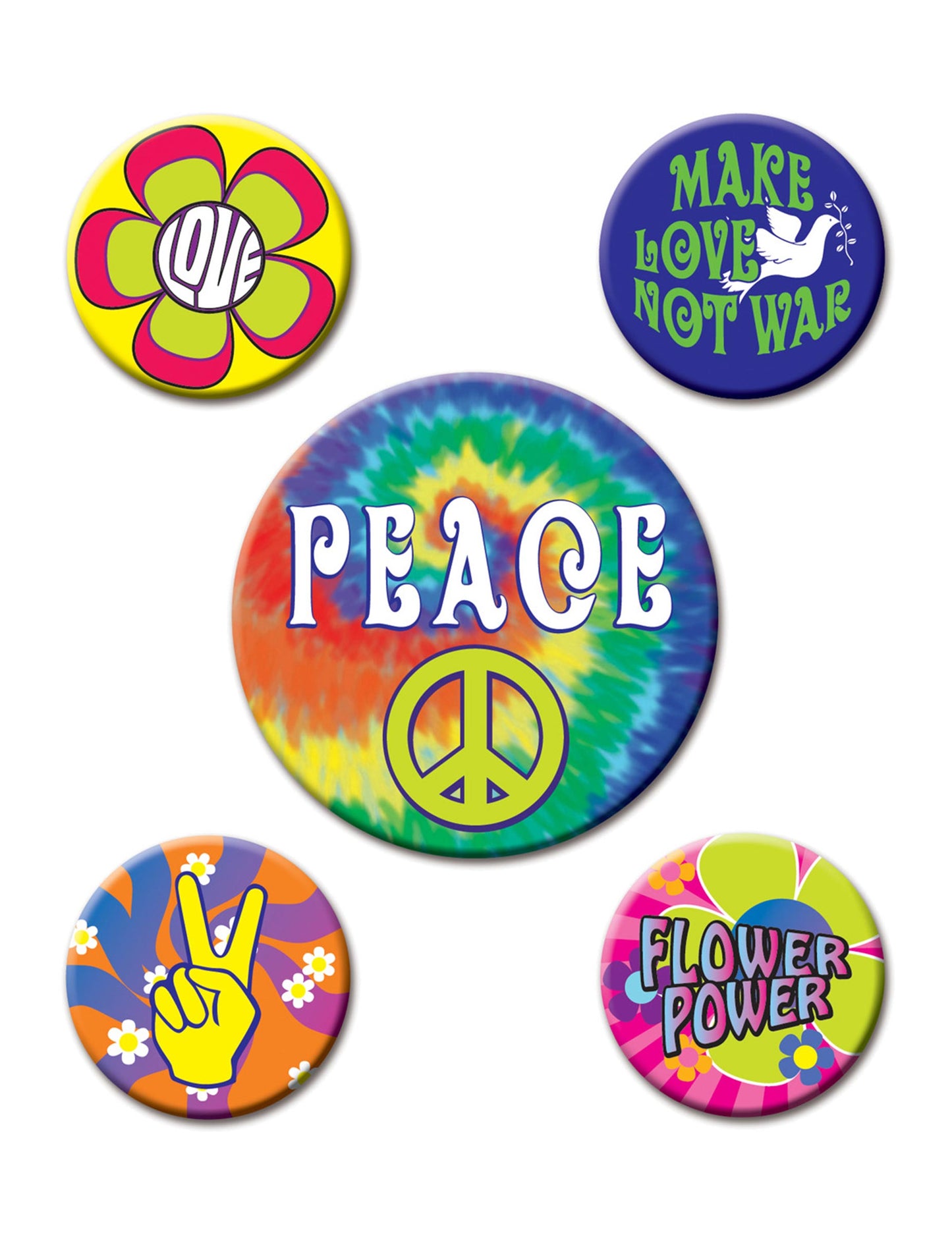 5 Insigne Hippies 60 3,5 până la 6 cm