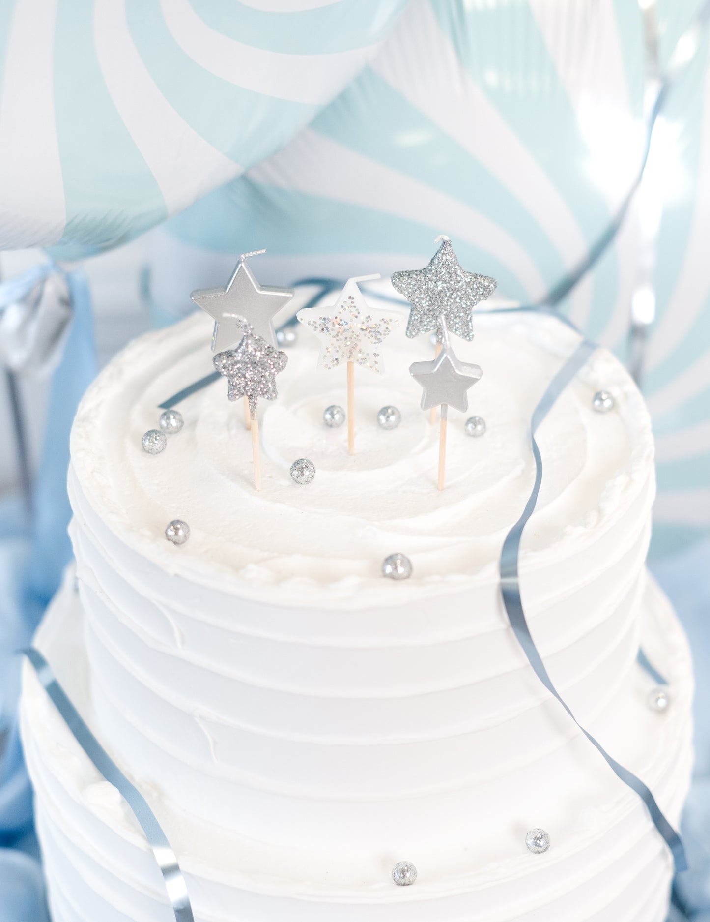 Lumânări de 5 stele pe vârf degradat de argint 7 cm