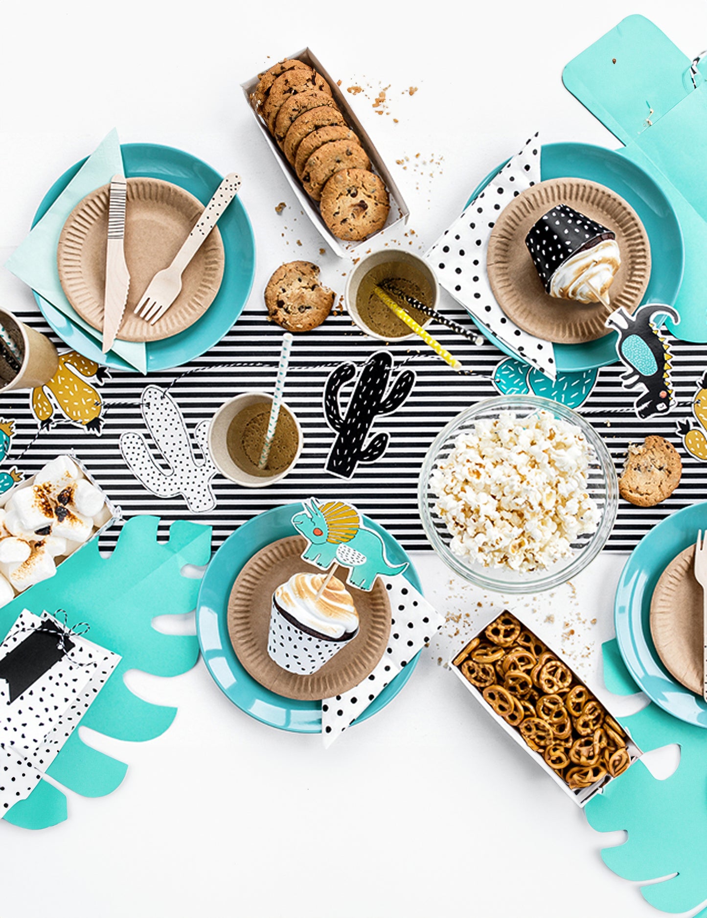 5 toppers tort în dinozauri albaștri 10,5 cm - 20 cm