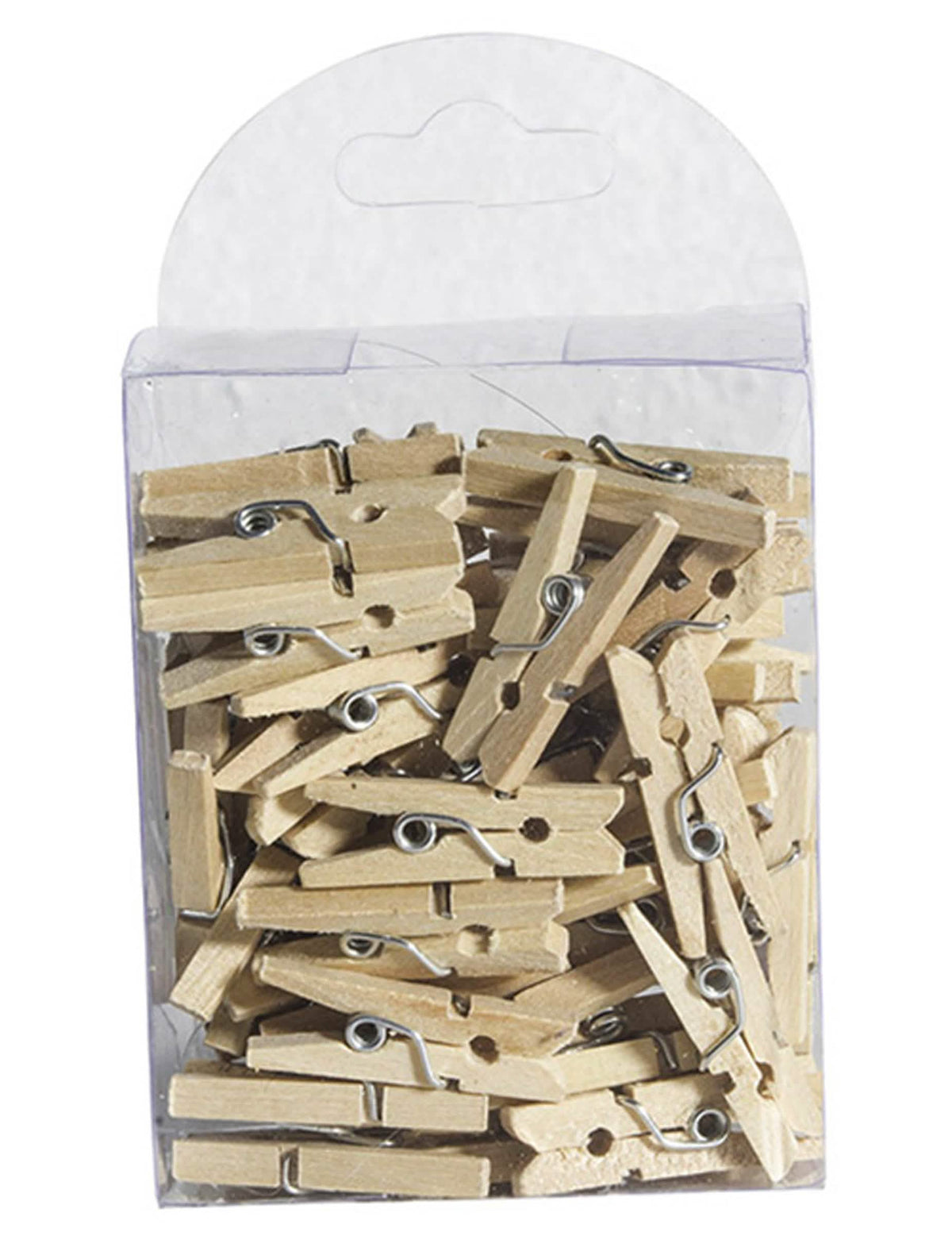 50 mini clești de rufe din lemn natural