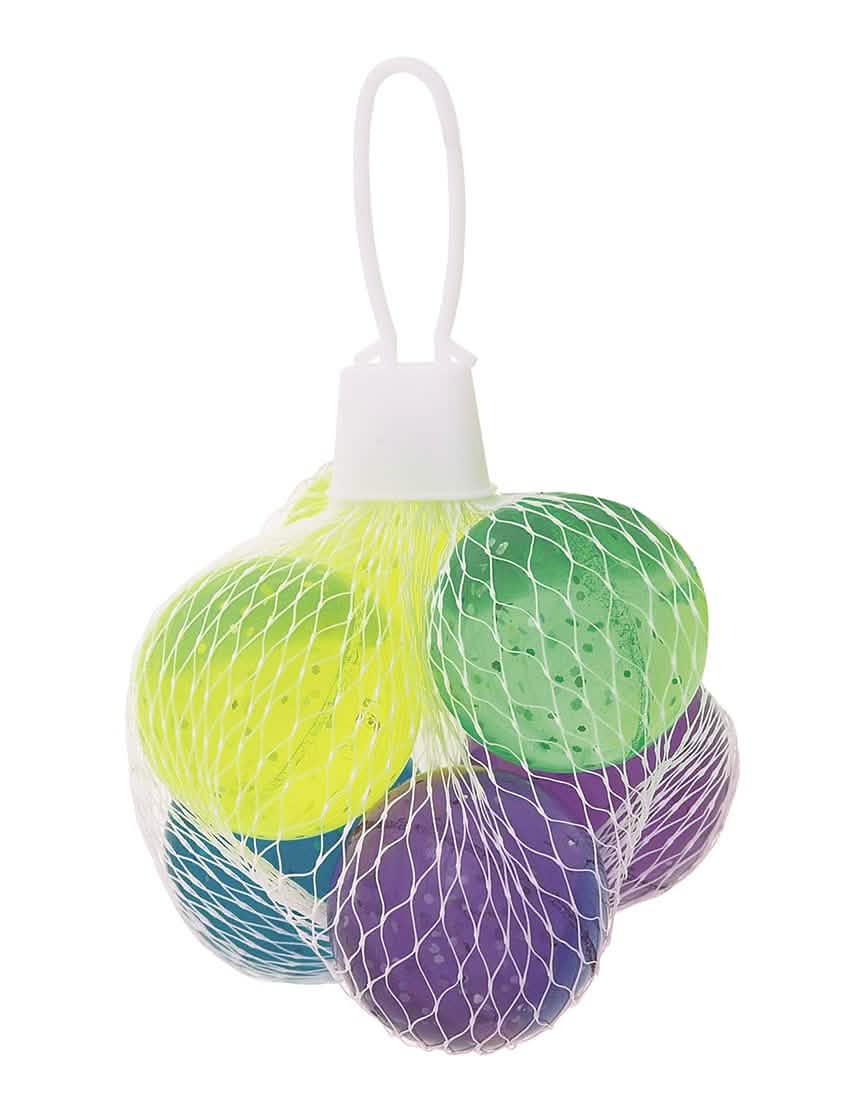 6 mingi elastice cu sclipici 3 cm multicolor