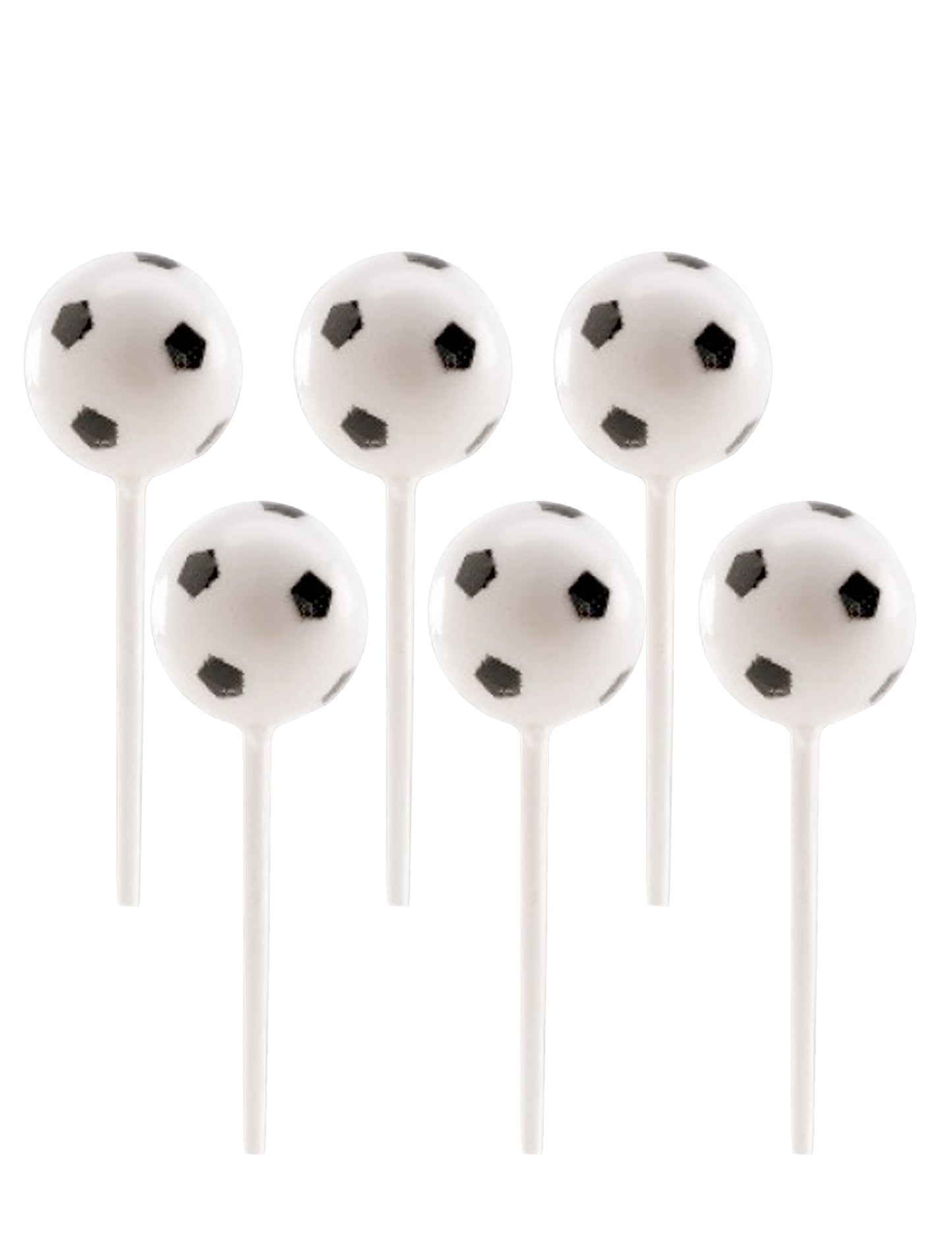 Ballons de foot en plastique sur pic pour fête blancs et noirs