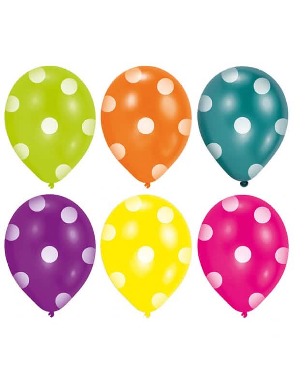 6 baloane din latex cu buline pentru aniversare, multicolore