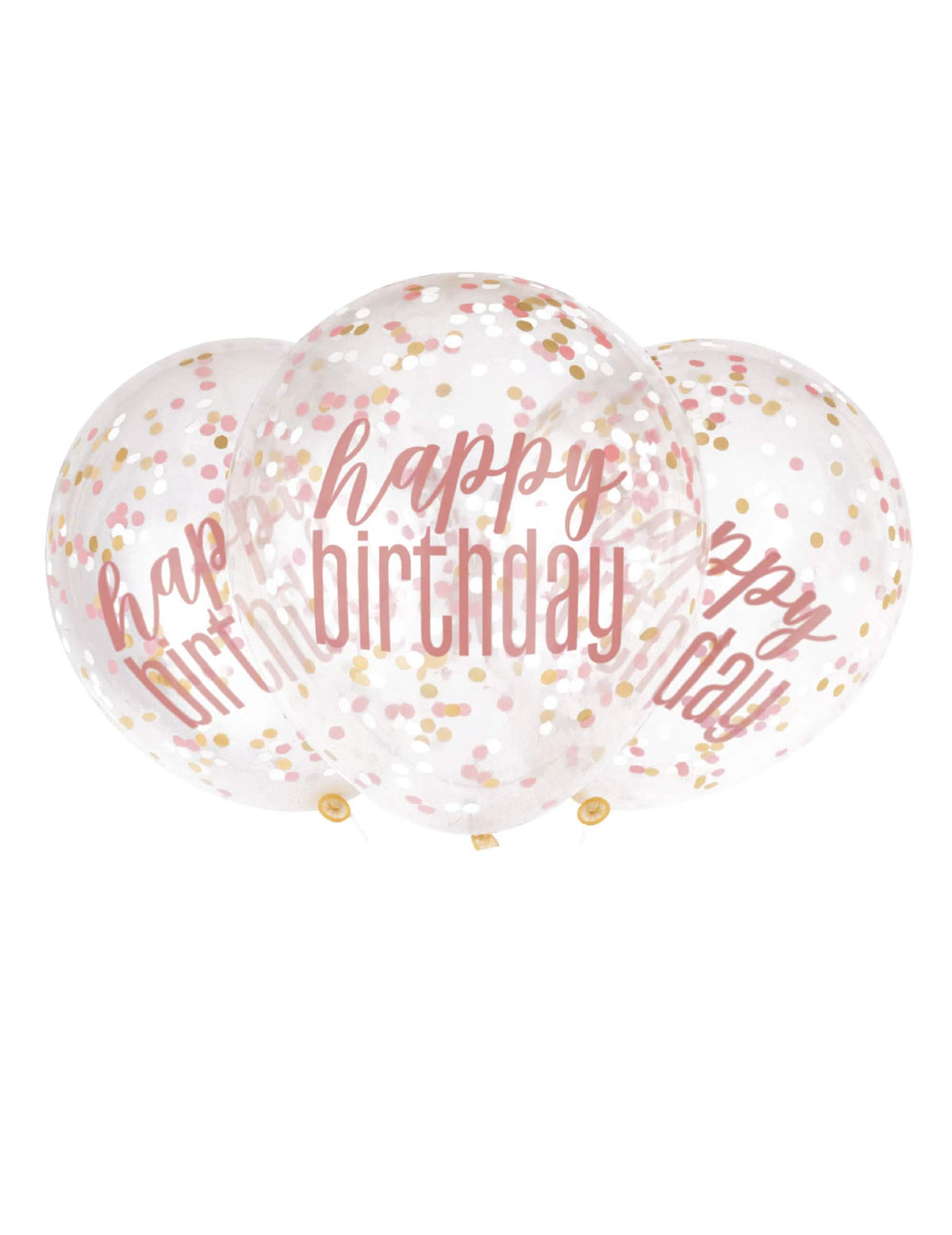 baloane din latex Happy Birthday pentru aniversare transparente cu confetti roz