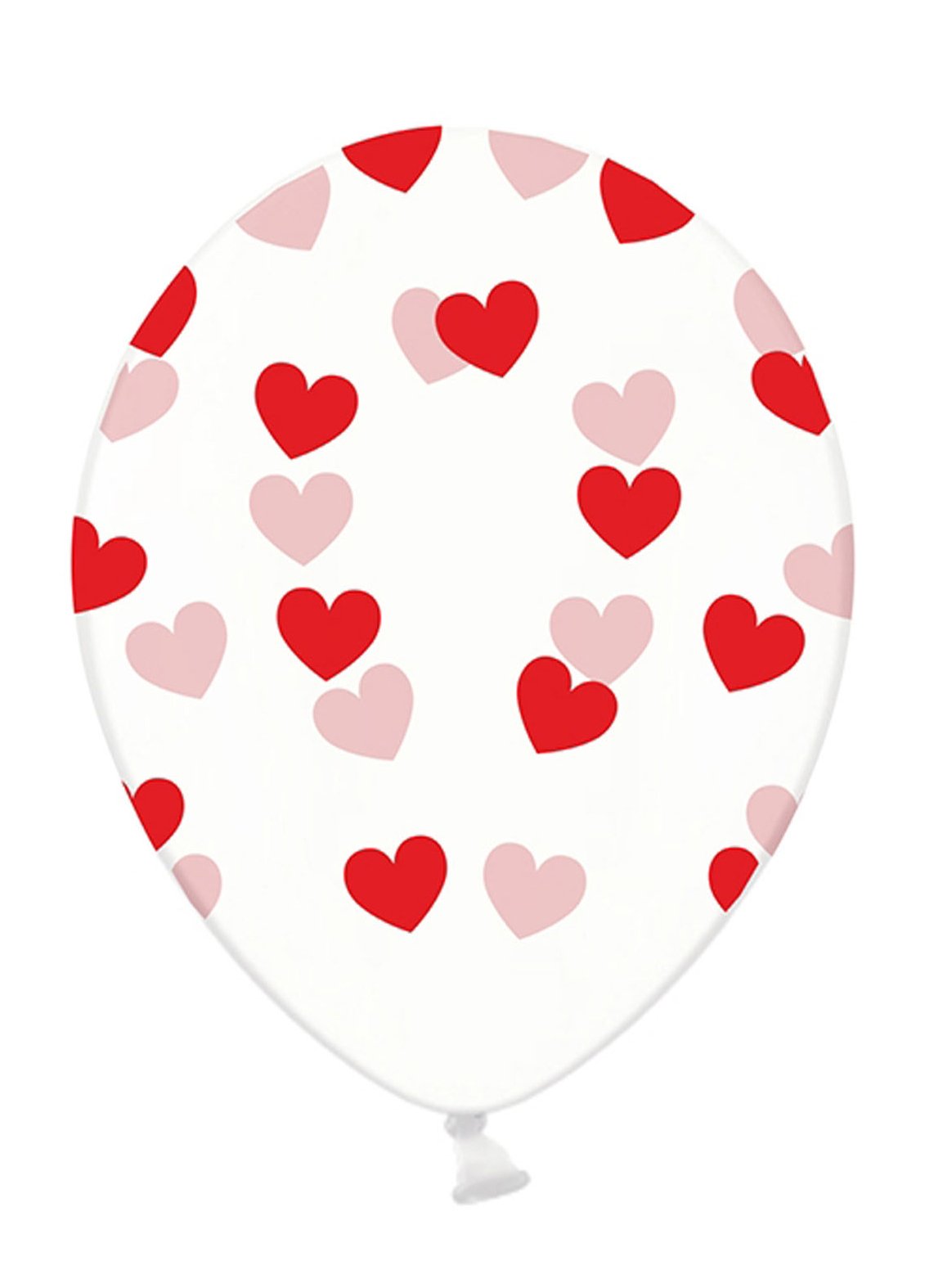 6 baloane din latex transparente cu inimi roșii 30 cm biodegradabile