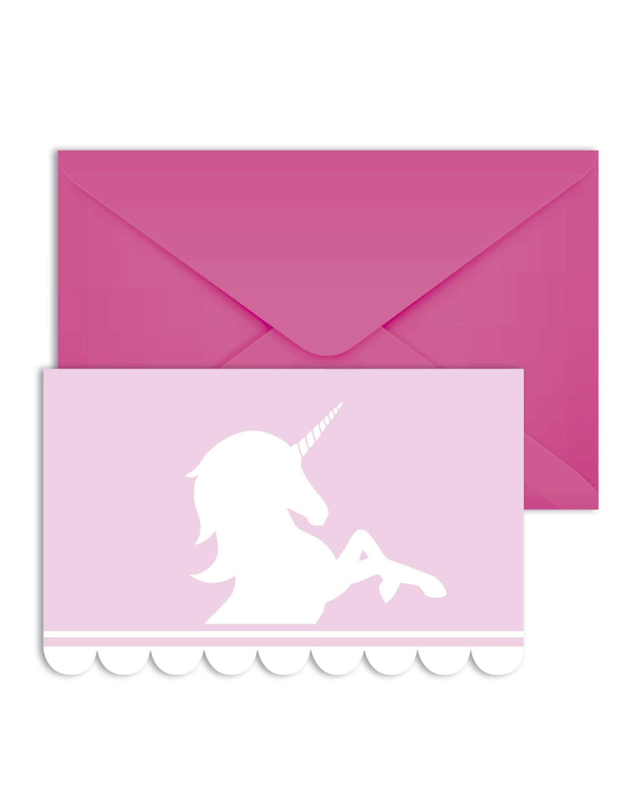 Cartoane de invitație cu plicuri unicorni pastel pentru aniversare roz și alb