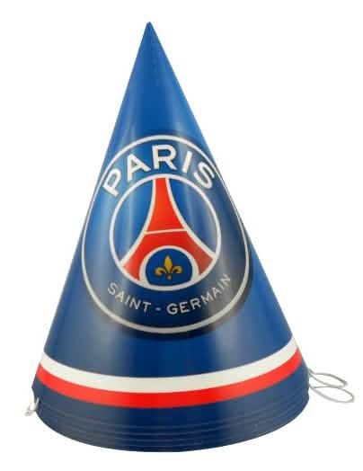 Pălărie de petrecere din carton PSG pentru suporter albastru cu logo oficial