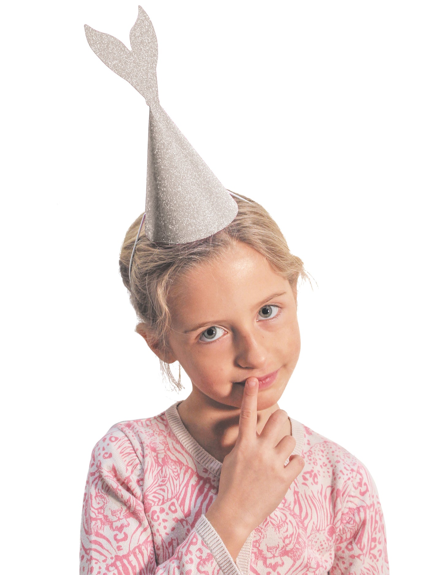 6 pălării de sirenă gri roz și strălucitor 21 cm