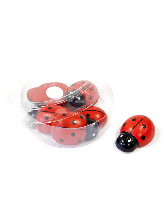 6 buburuze din lemn 3 cm autocolante decorative