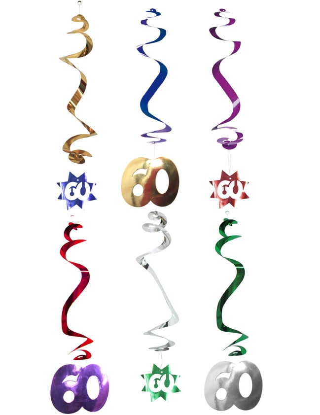 Decoratiuni suspendate spirale 60 de ani pentru aniversare multicolore metalizate