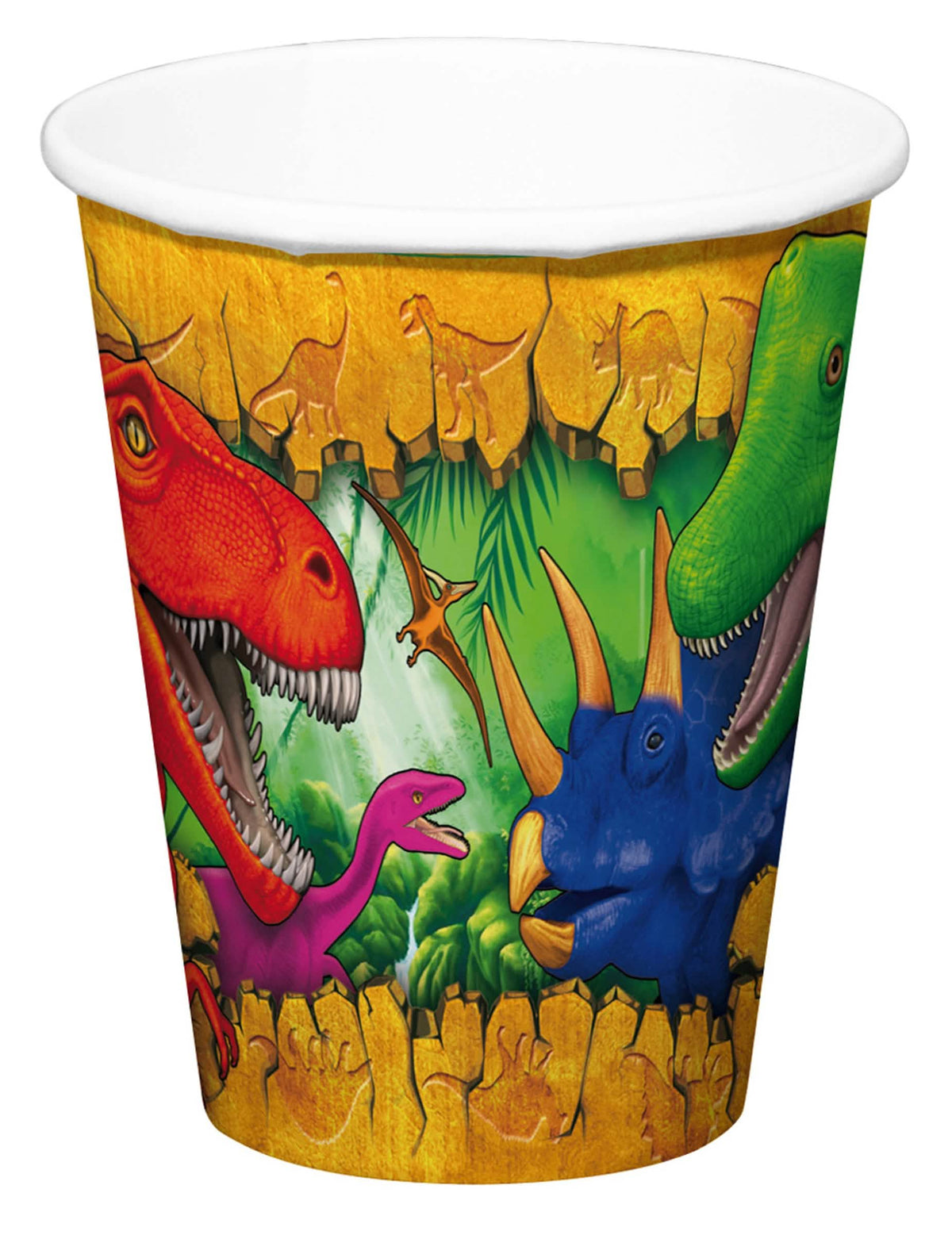 Pahare din carton Dinozauri pentru copil cu modele multicolore