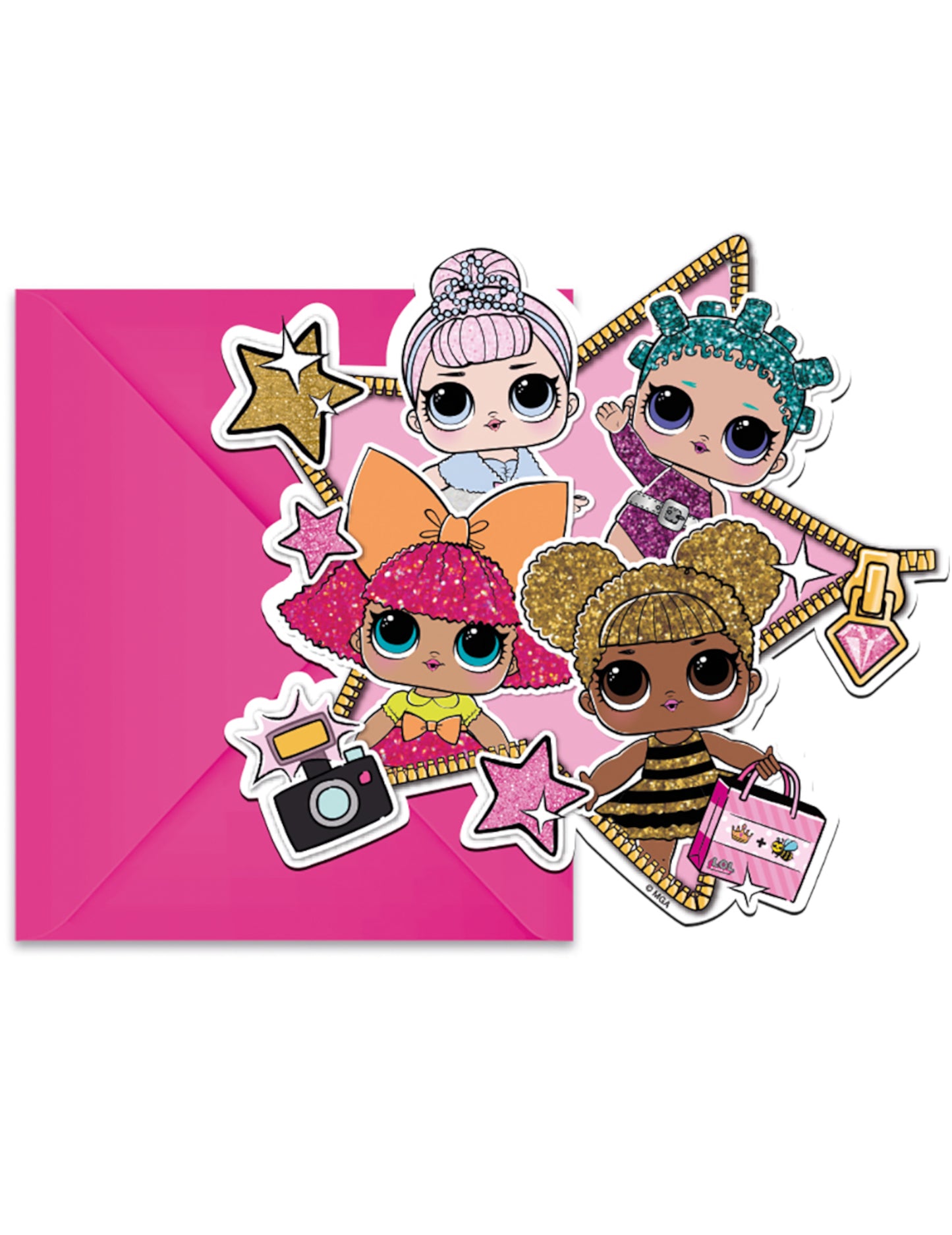 6 invitații LOL™ cu plicuri