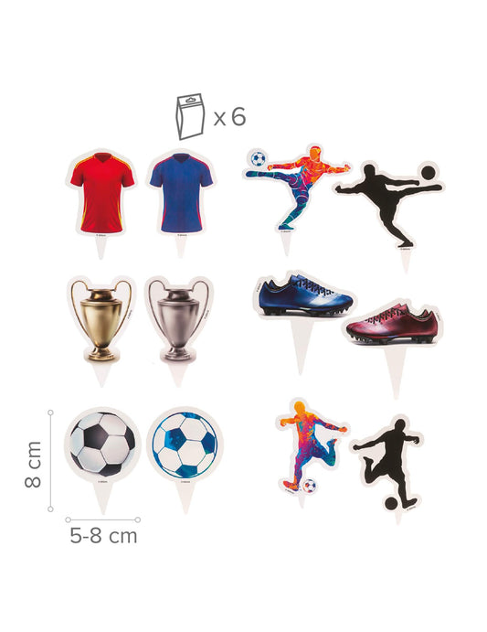 Set de 6 decorațiuni pentru cupcakes cu toppers Fotbal