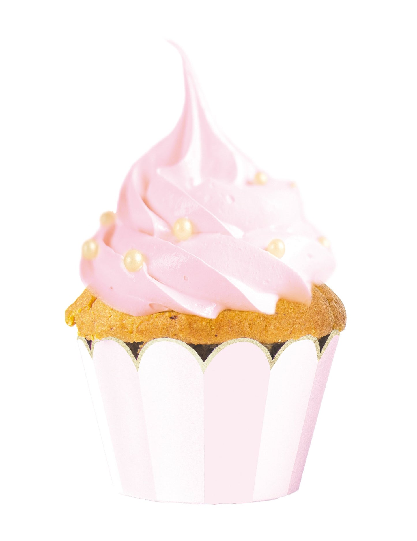 6 forme roz și albe pentru cupcakes, cu margini festonate