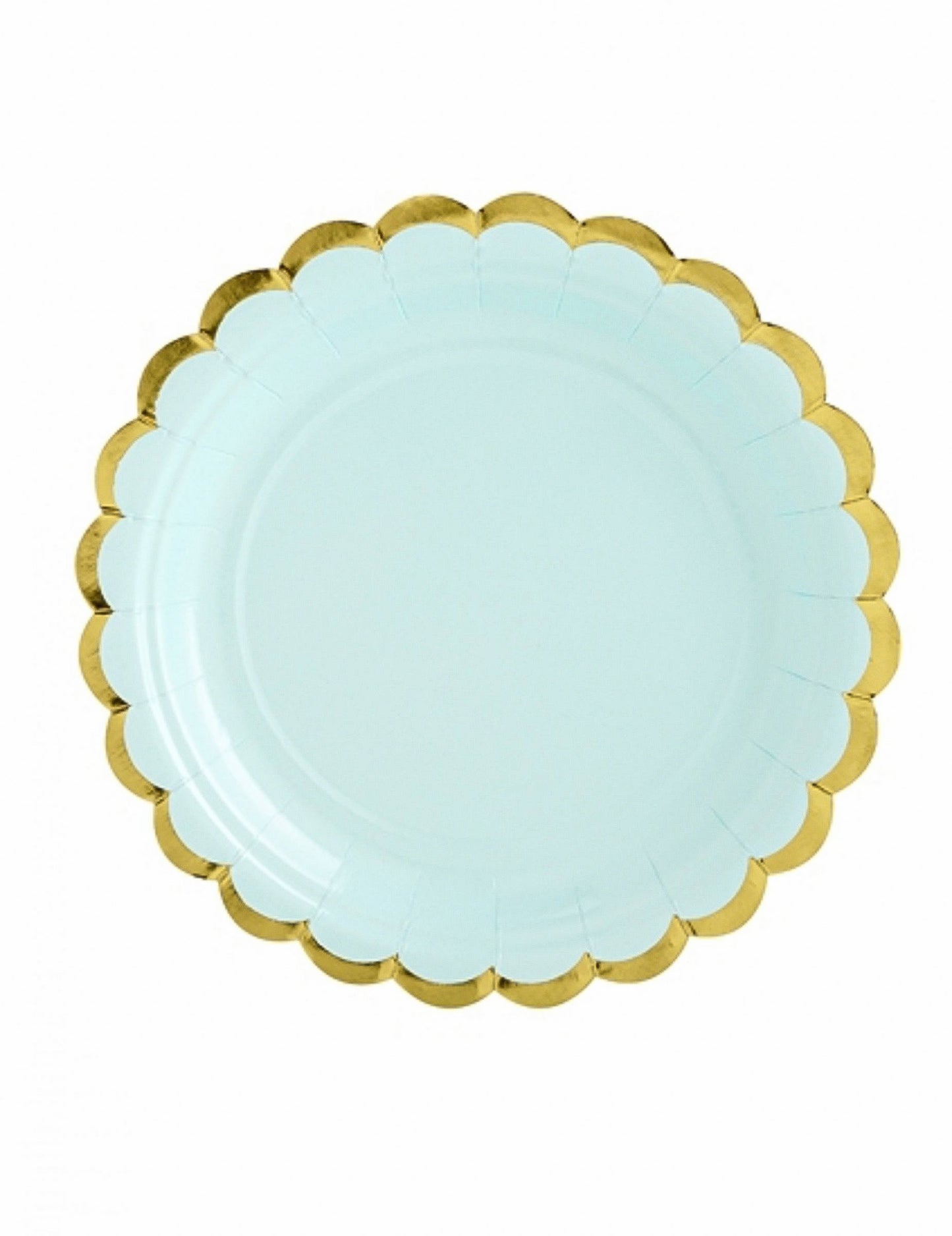 6 farfurii mici în carton de mentă și auriu 18 cm