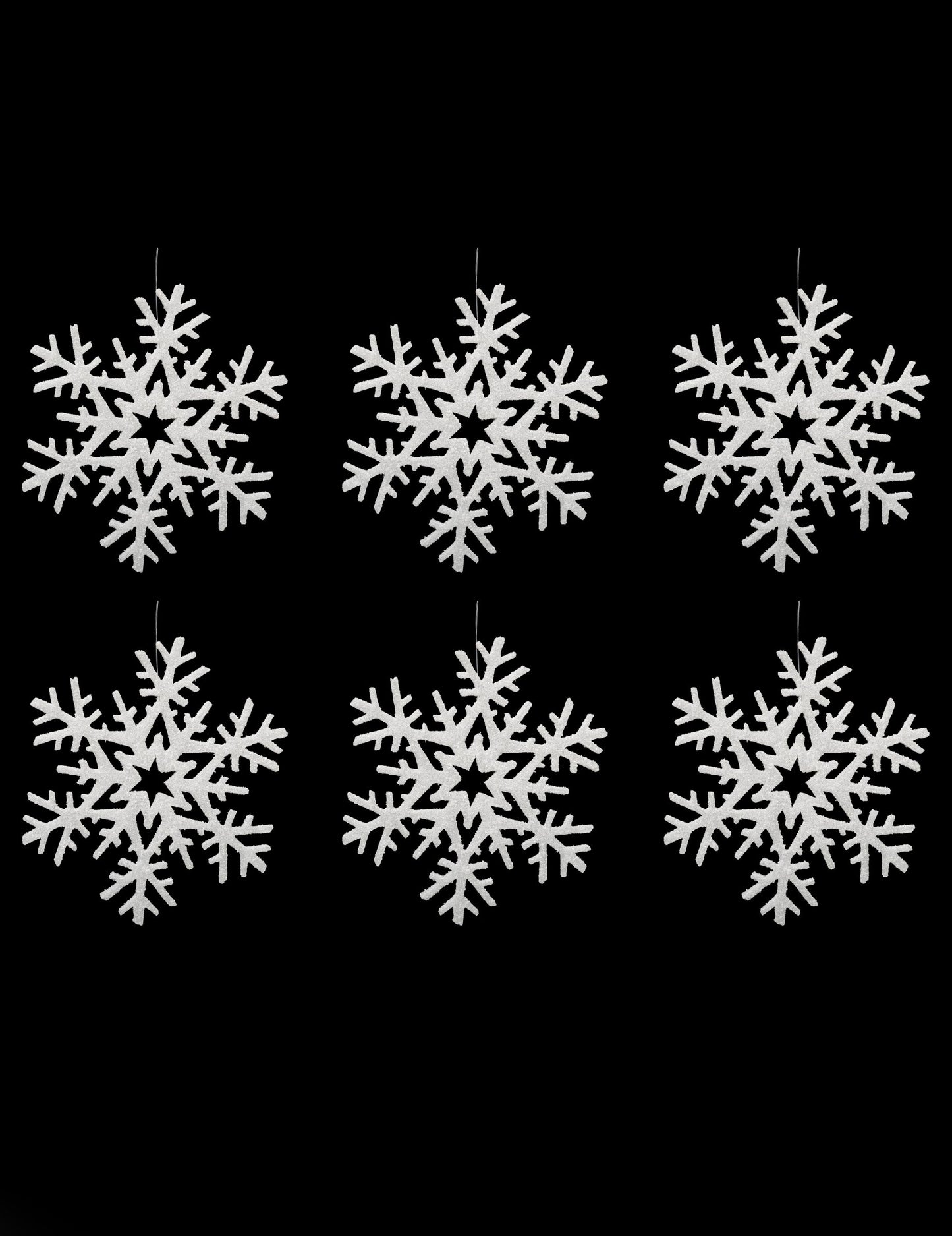 Suspensions flocons pour décoration de Noël blancs à paillettes
