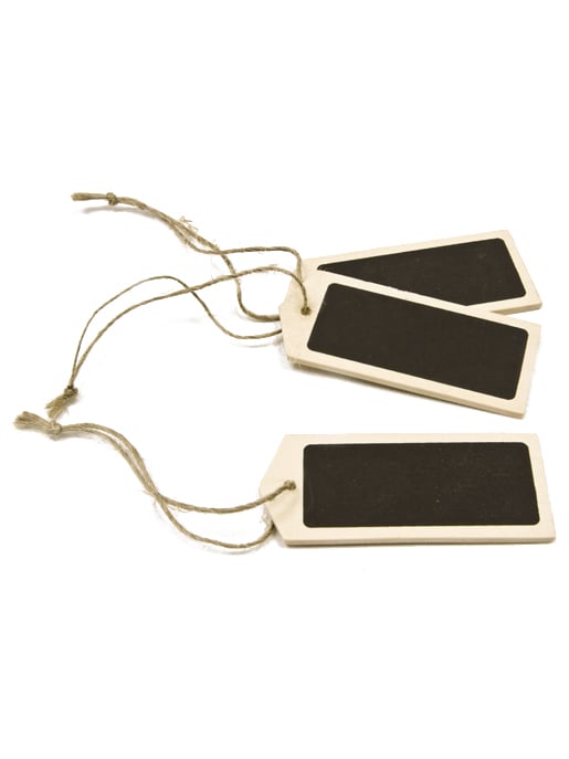 6 etichete de ardezie din lemn cu cordonul lor de 7 x 3 cm