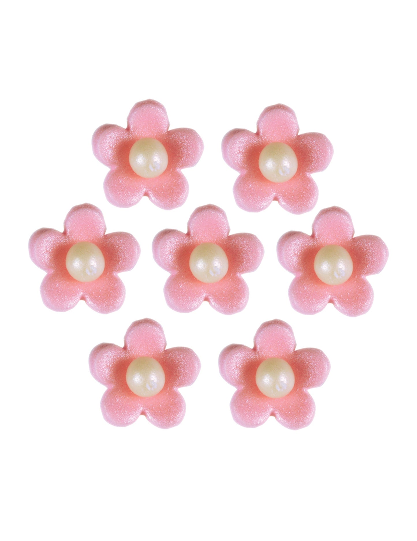 Fleurs en sucre pour gâteau roses comestibles avec perle nacrée