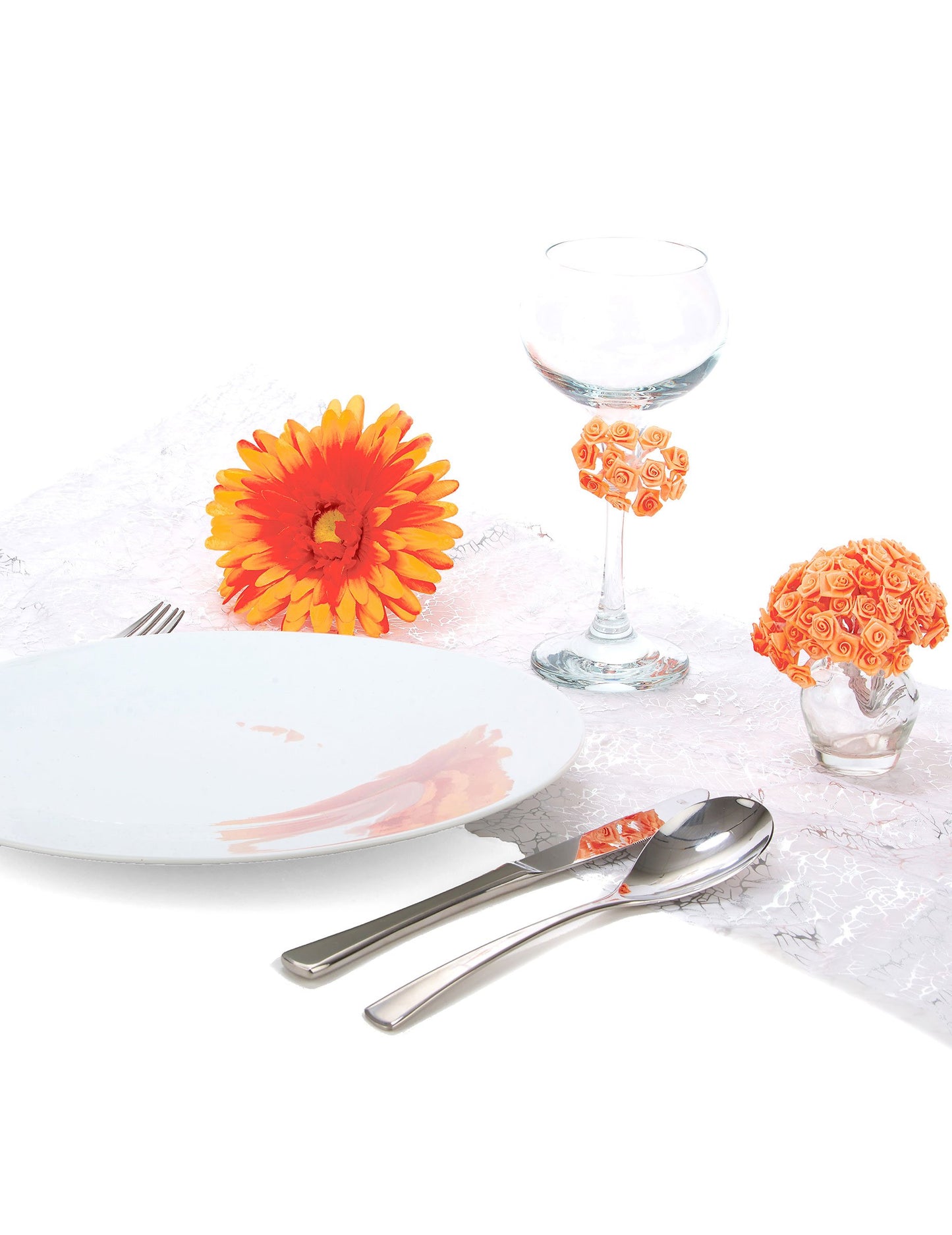 48 mini trandafiri satinați piersici pe tulpini 1 x 8 cm