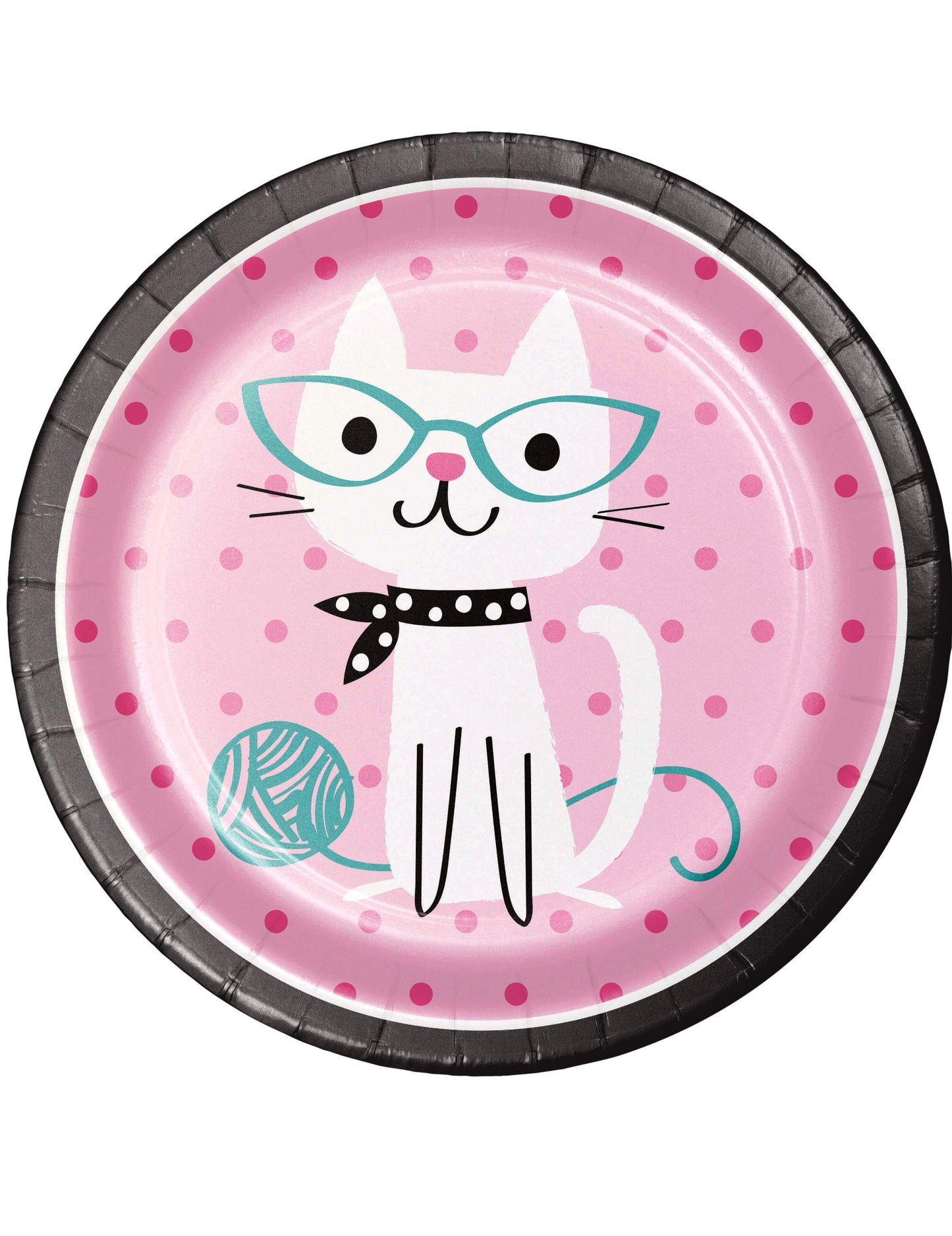 8 farfurii de carton în formă de pisică 22 cm trandafir de ziua de naștere