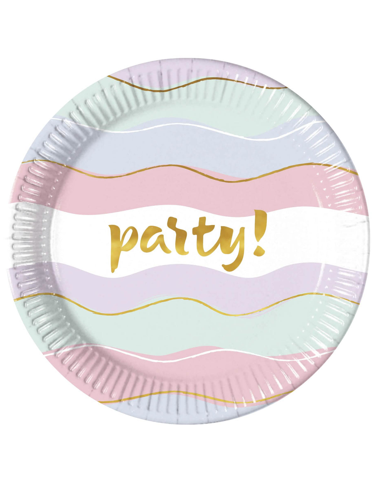 farfurii din carton Elegant Party pentru petrecere pastel cu valuri aurii