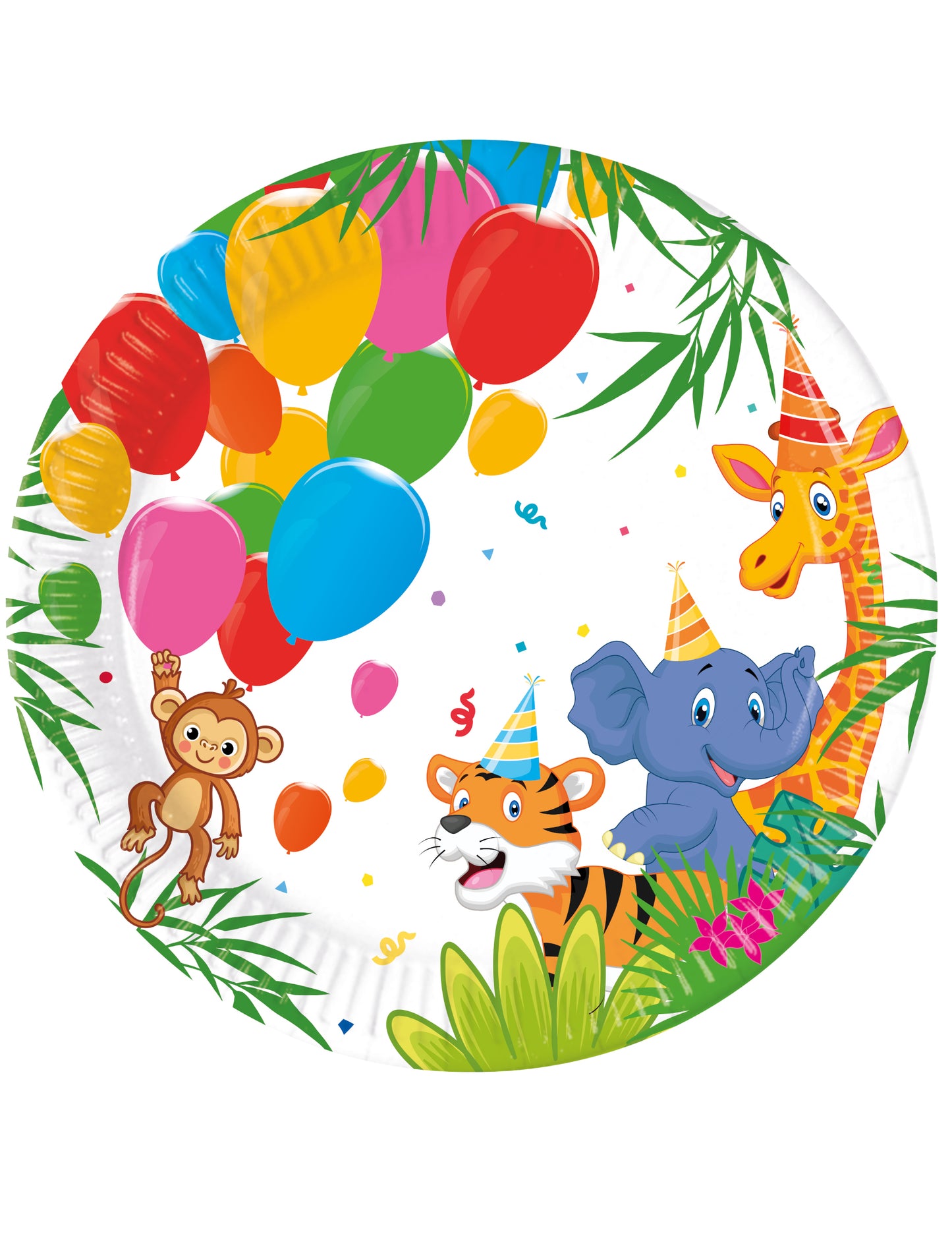 8 farfurii de hârtie cu baloane junglă 20 cm animale
