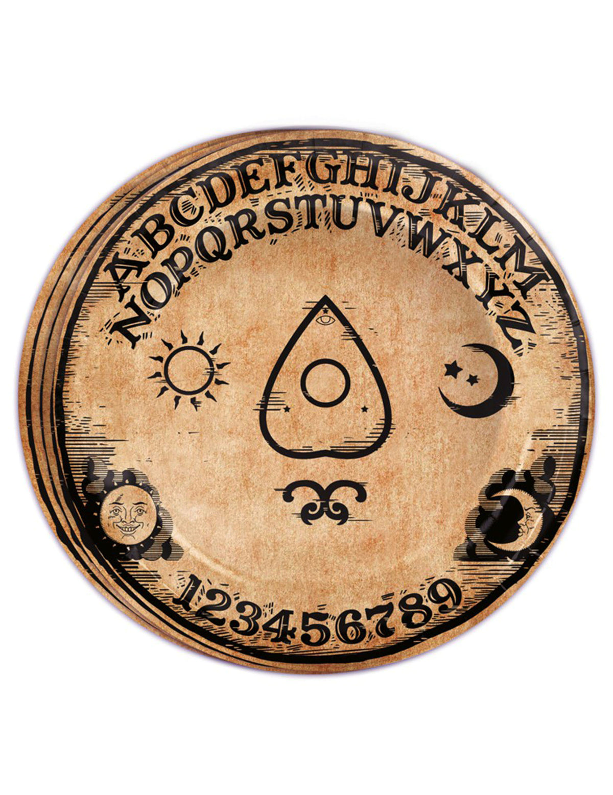 farfurii din carton Ouija pentru petrecere maro și negru stil pergament