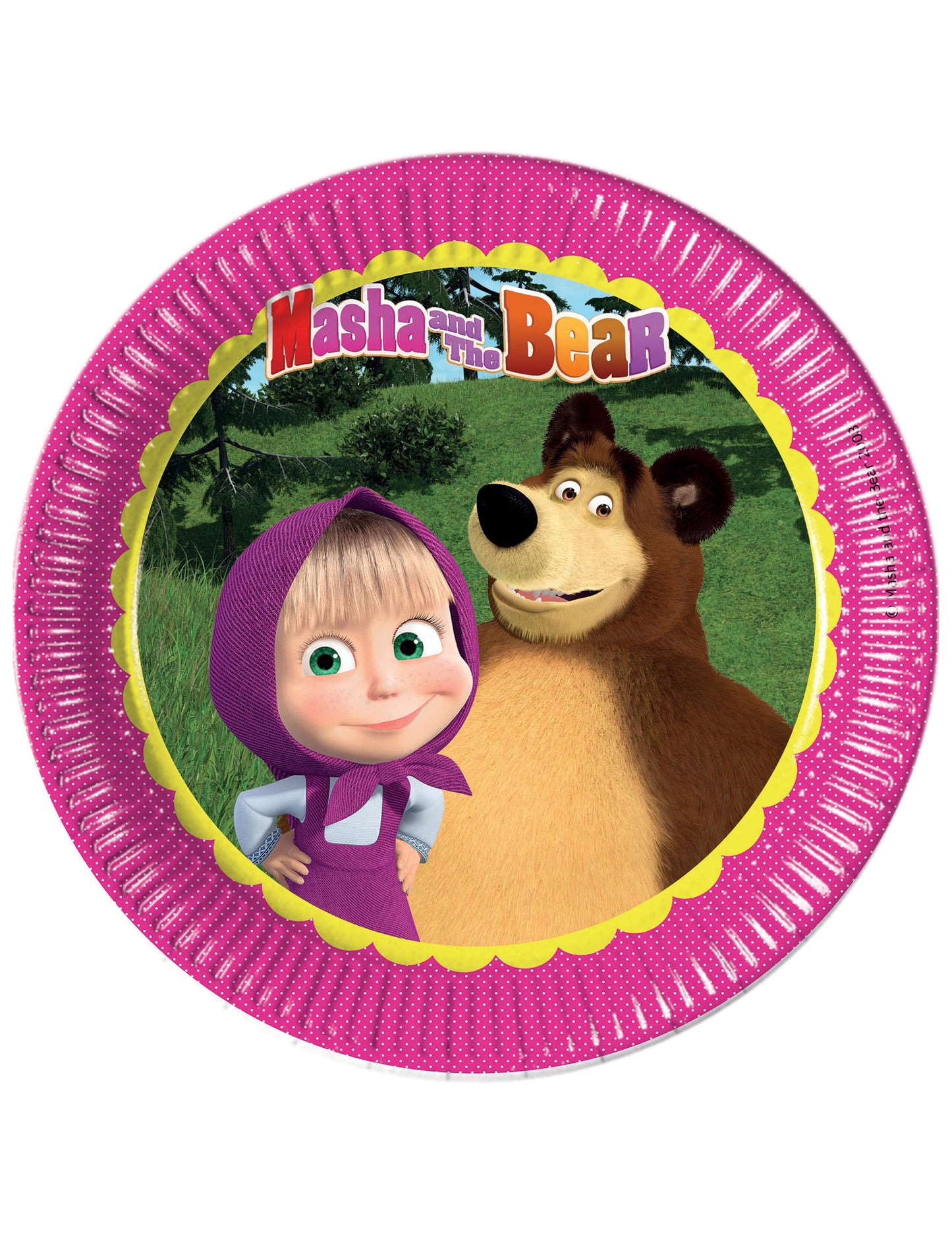 Assiette Masha et Michka pour enfant rose