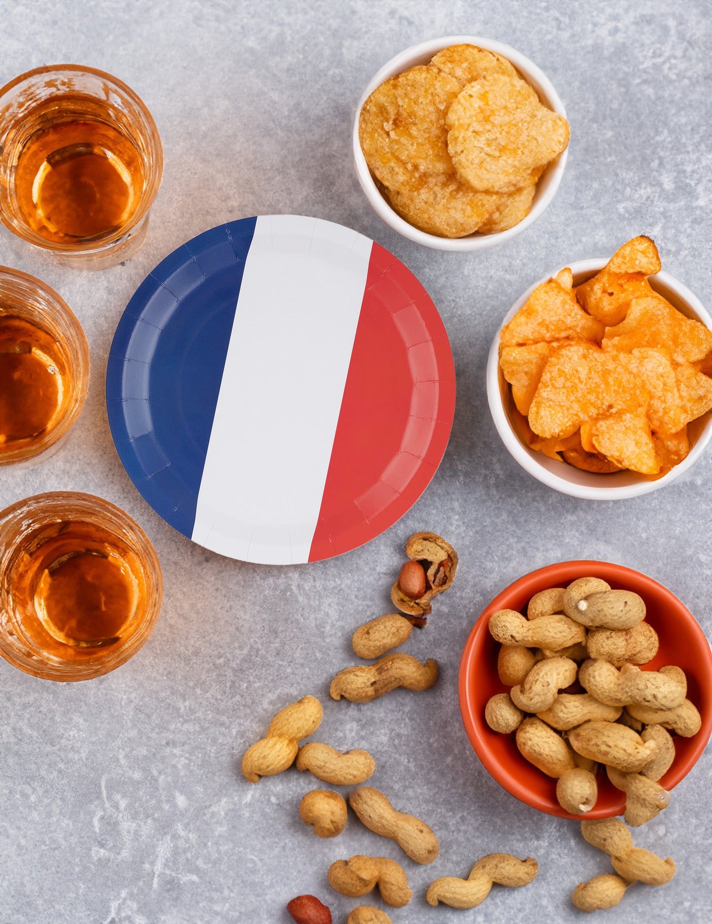 8 farfurii tricolore albastru roșu alb