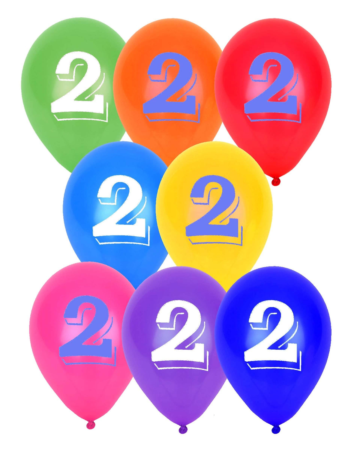 8 baloane cifrul 2 multicolore
