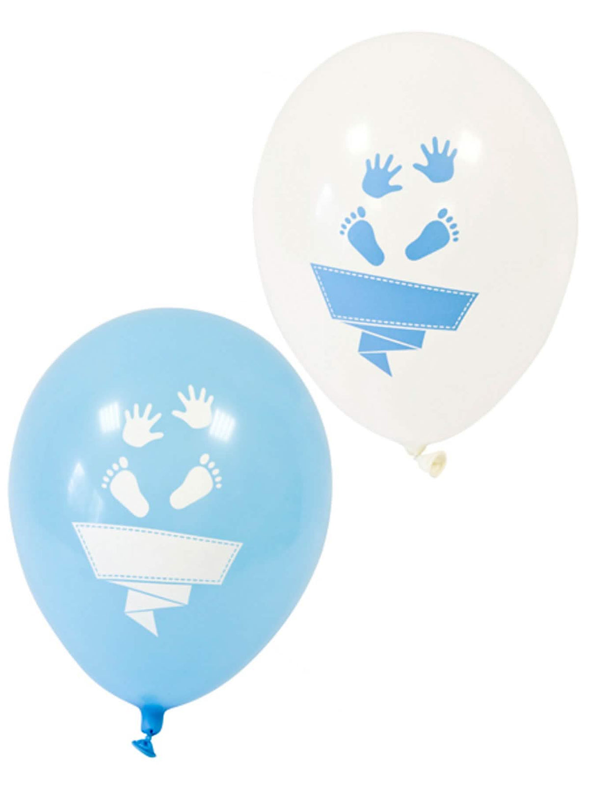 baloane din latex picioare și mâini pentru baby shower albe și albastre